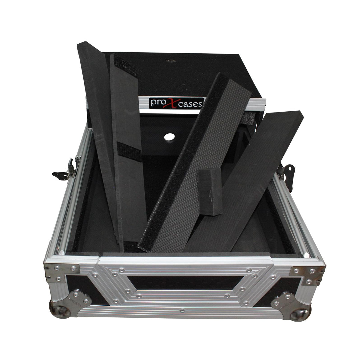 ProX Mixer ATA Flight Hard Case for Large Format 12" Universal DJ Mixer with Laptop Shelf.