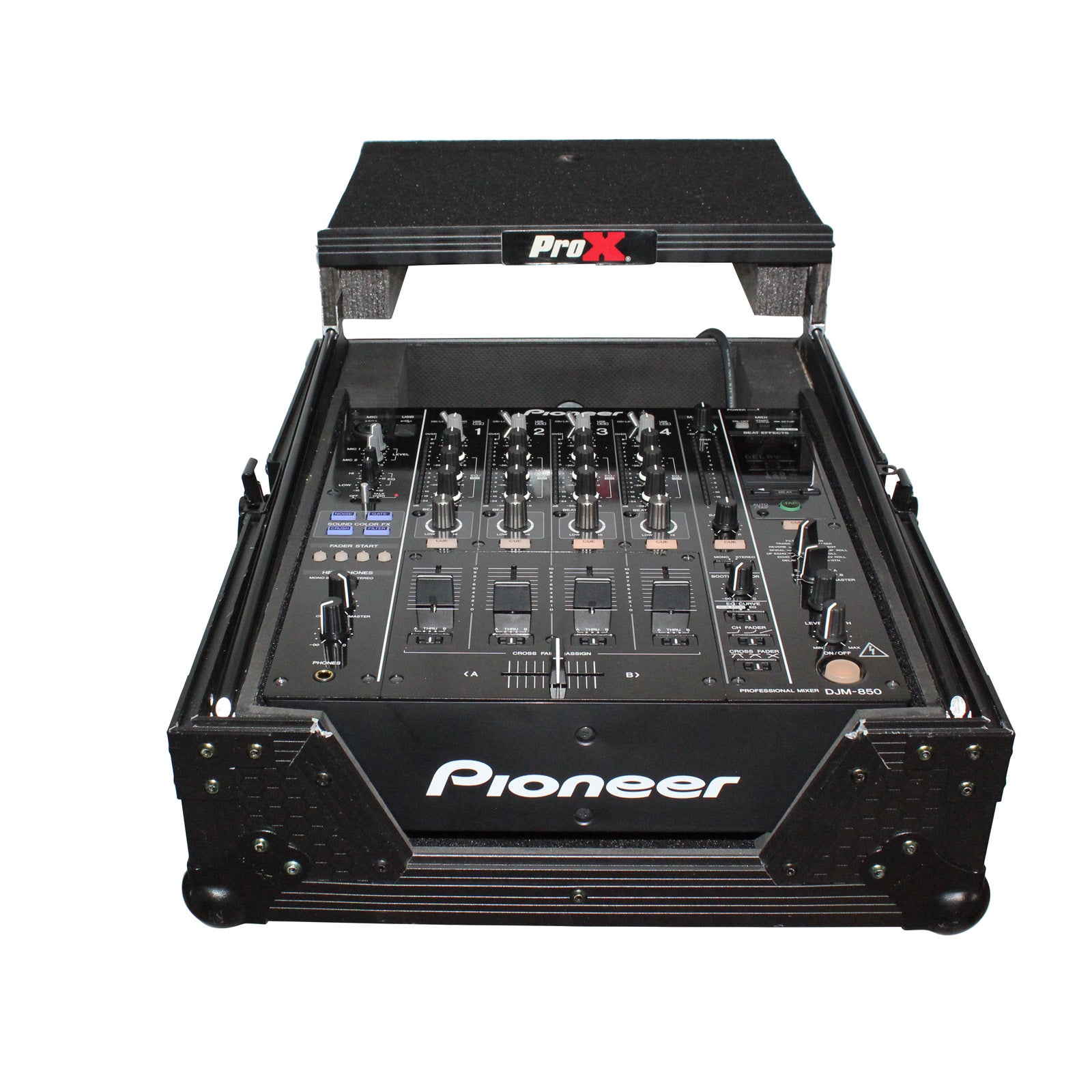 ProX Mixer ATA Flight Hard Case for Large Format 12" Universal DJ Mixer with Laptop Shelf Black on Black