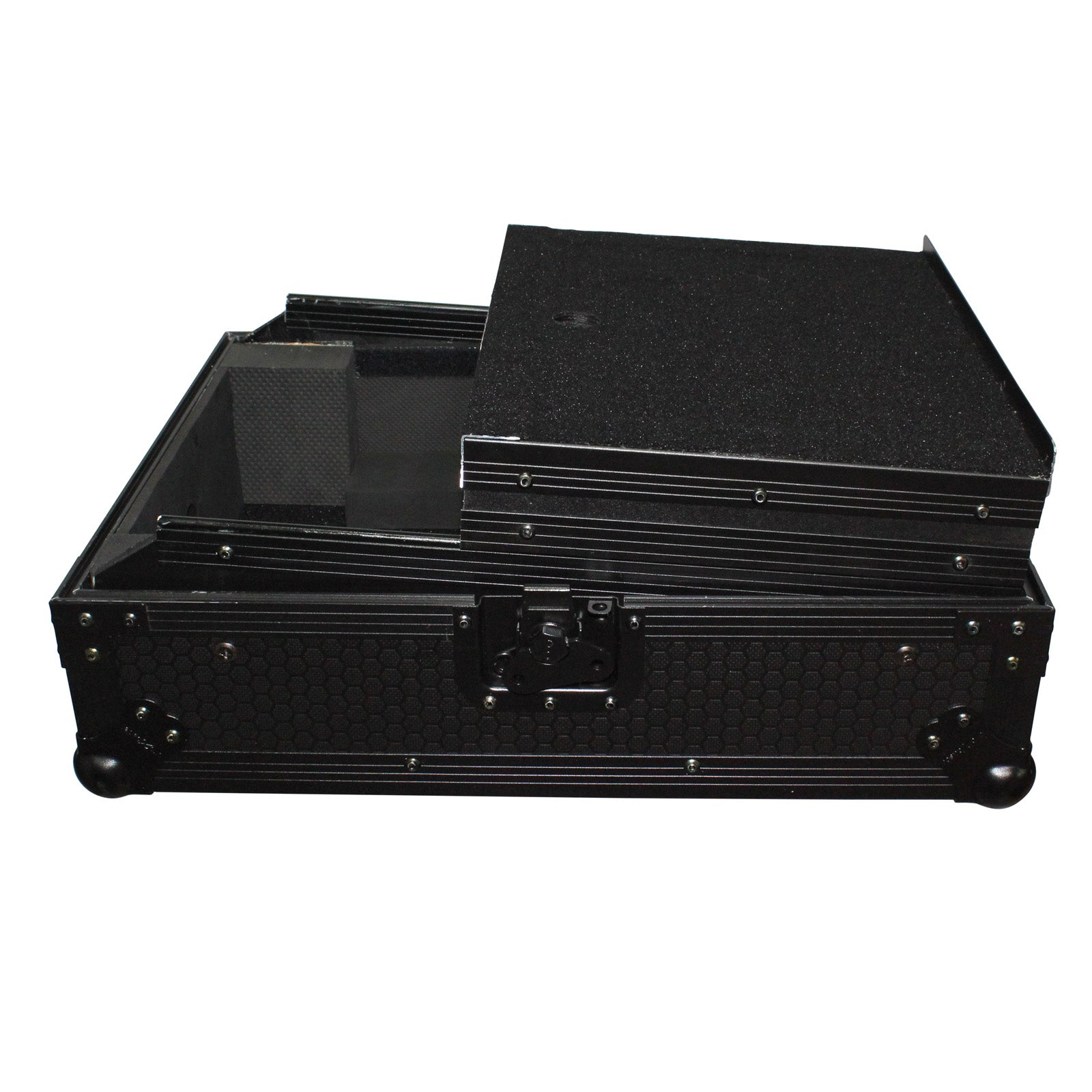 ProX Mixer ATA Flight Hard Case for Large Format 12" Universal DJ Mixer with Laptop Shelf Black on Black