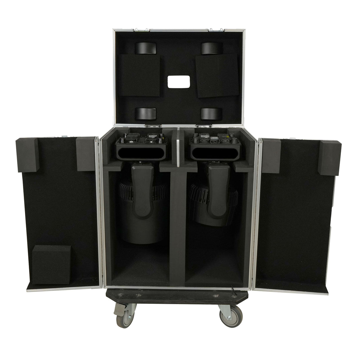 ProX Moving Head Lighting Road Case for 2x Wash Moving Heads with 3 Doors.