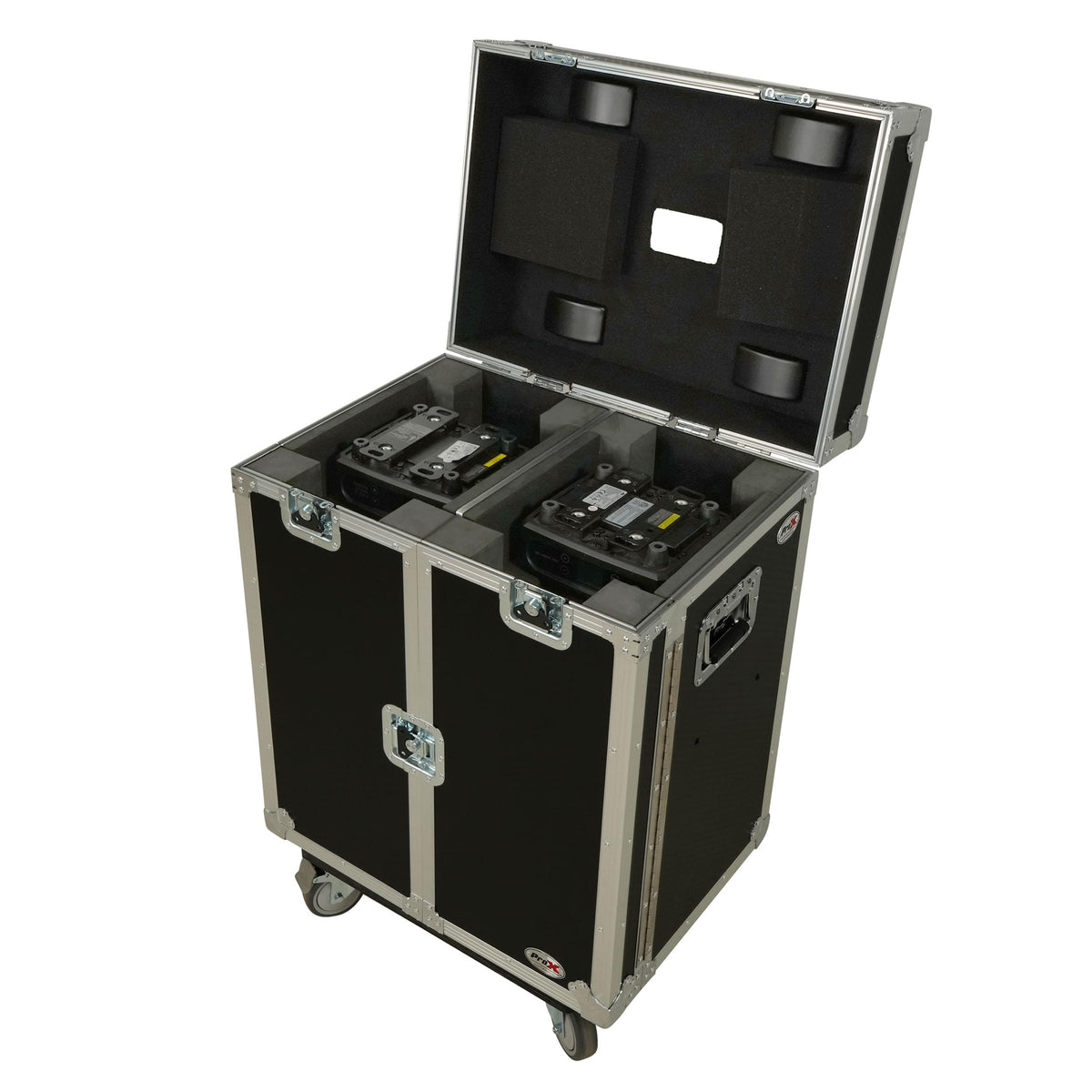 ProX Moving Head Lighting Road Case for 2x Wash Moving Heads with 3 Doors.