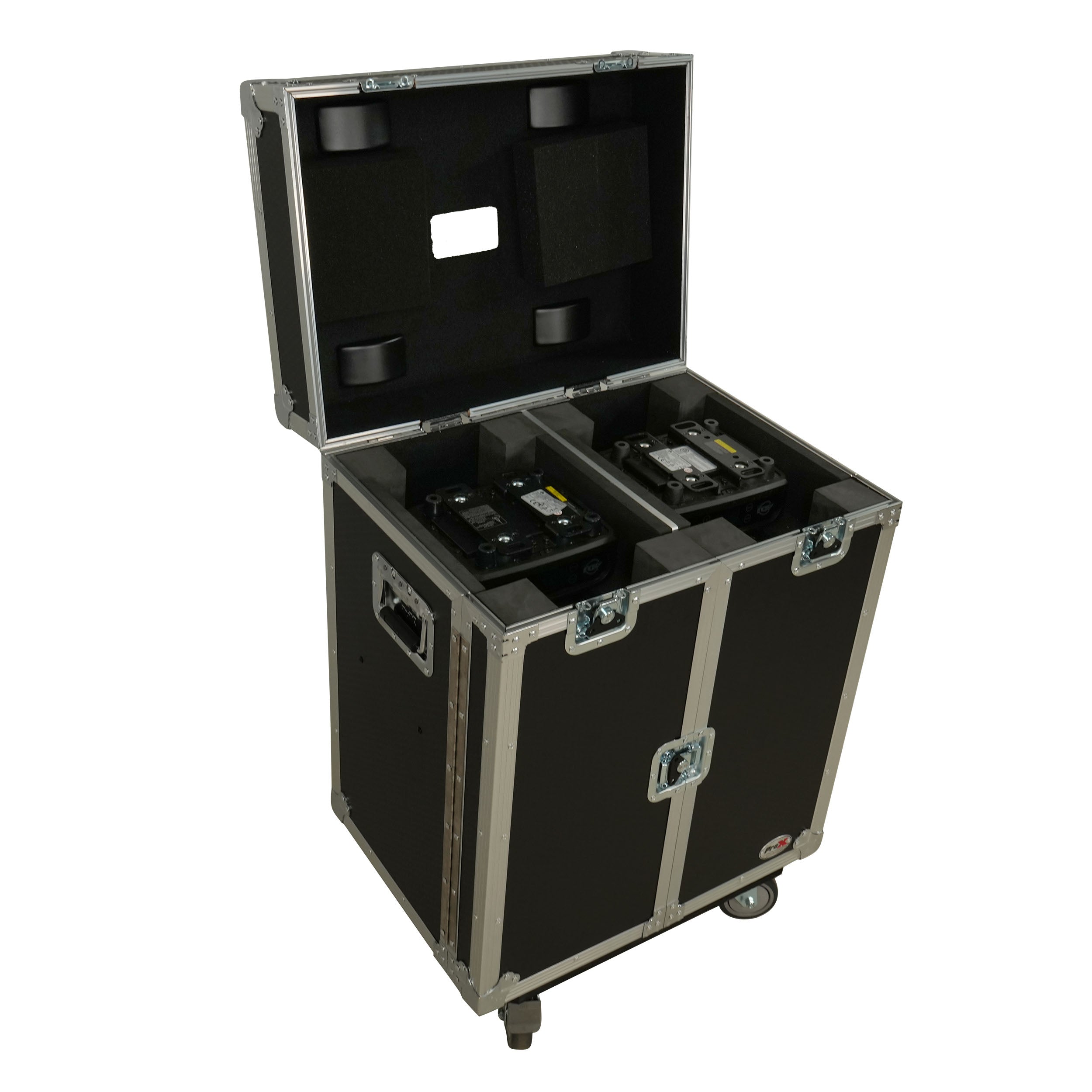 ProX Moving Head Lighting Road Case for 2x Wash Moving Heads with 3 Doors