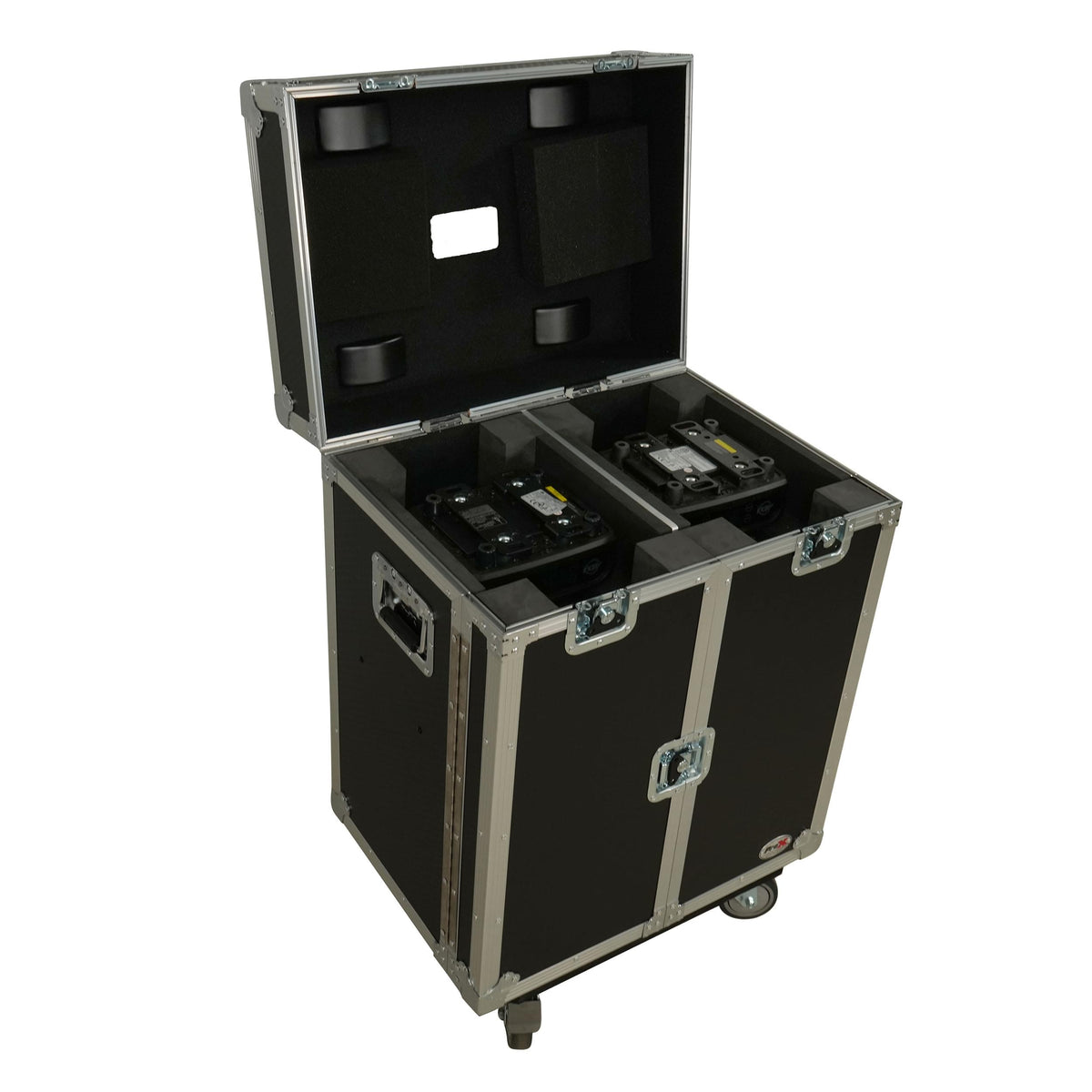 ProX Moving Head Lighting Road Case for 2x Wash Moving Heads with 3 Doors.