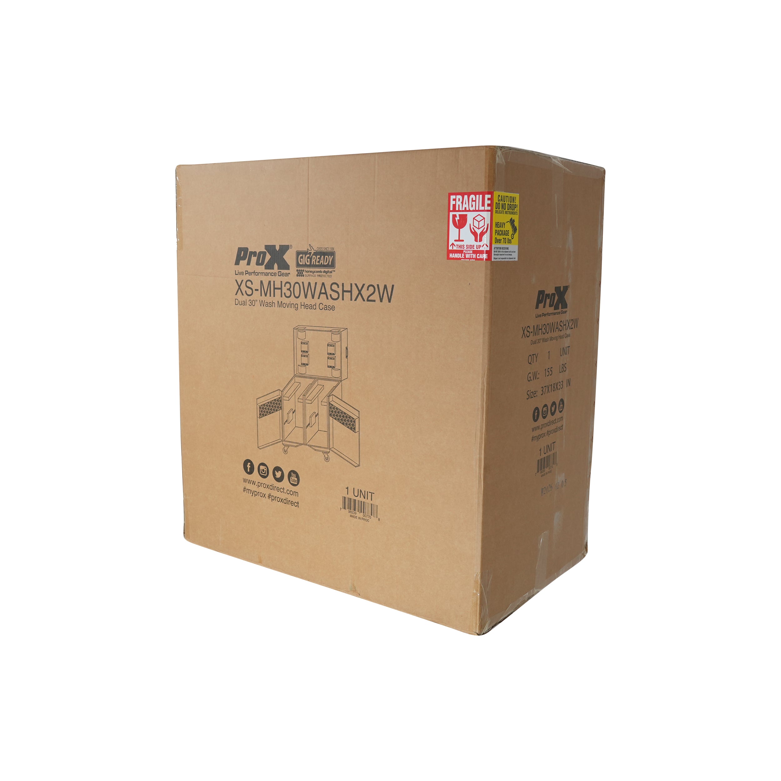 ProX ATA Flight Style Road Case for 2 Large Moving Head Lighting Fixtures with 4x 4 inch Casters