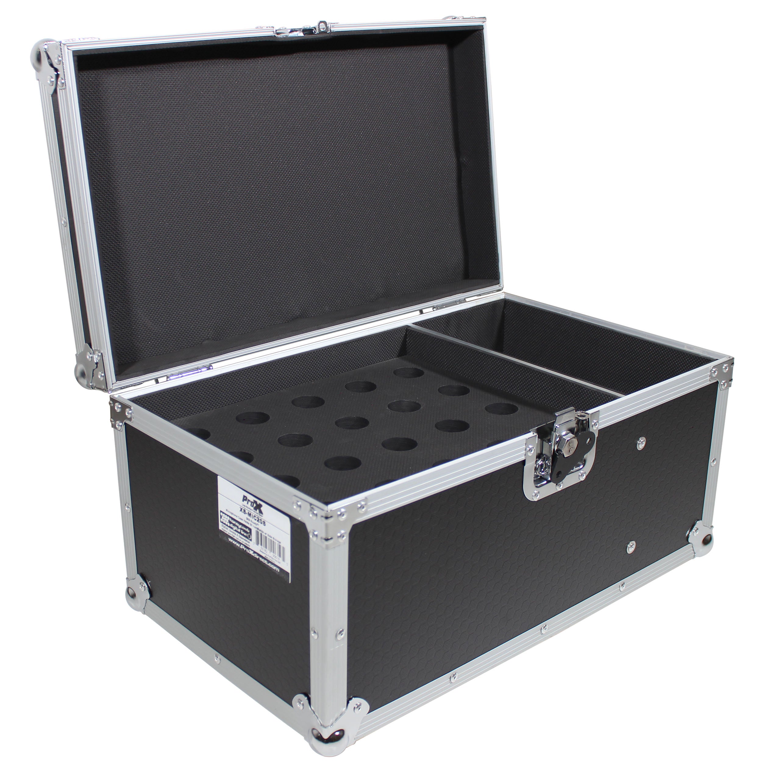 ProX ATA Flight Case for (20) Wireless Wired Microphones with Additional Storage