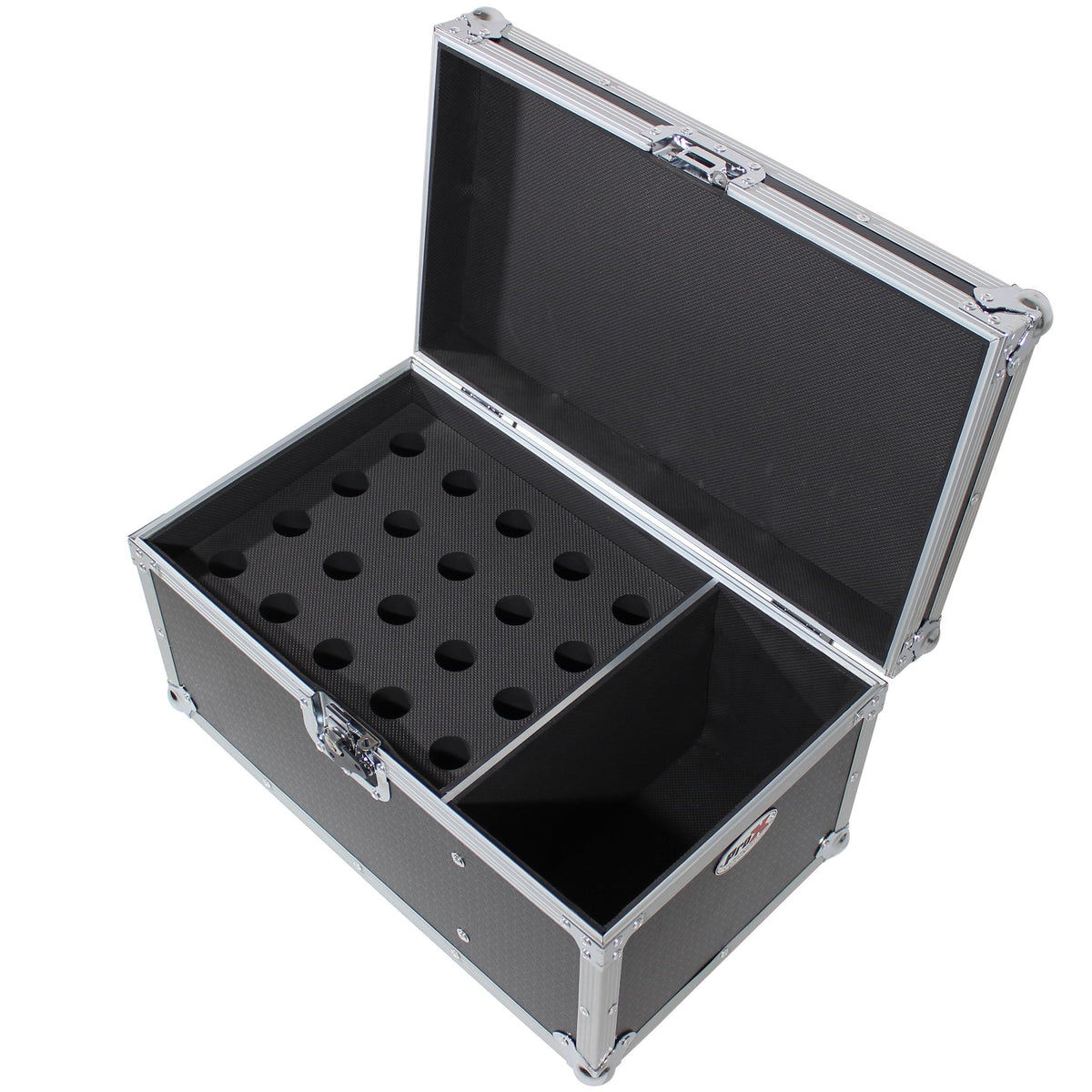 ProX ATA Flight Case for (20) Wireless Wired Microphones with Additional Storage.