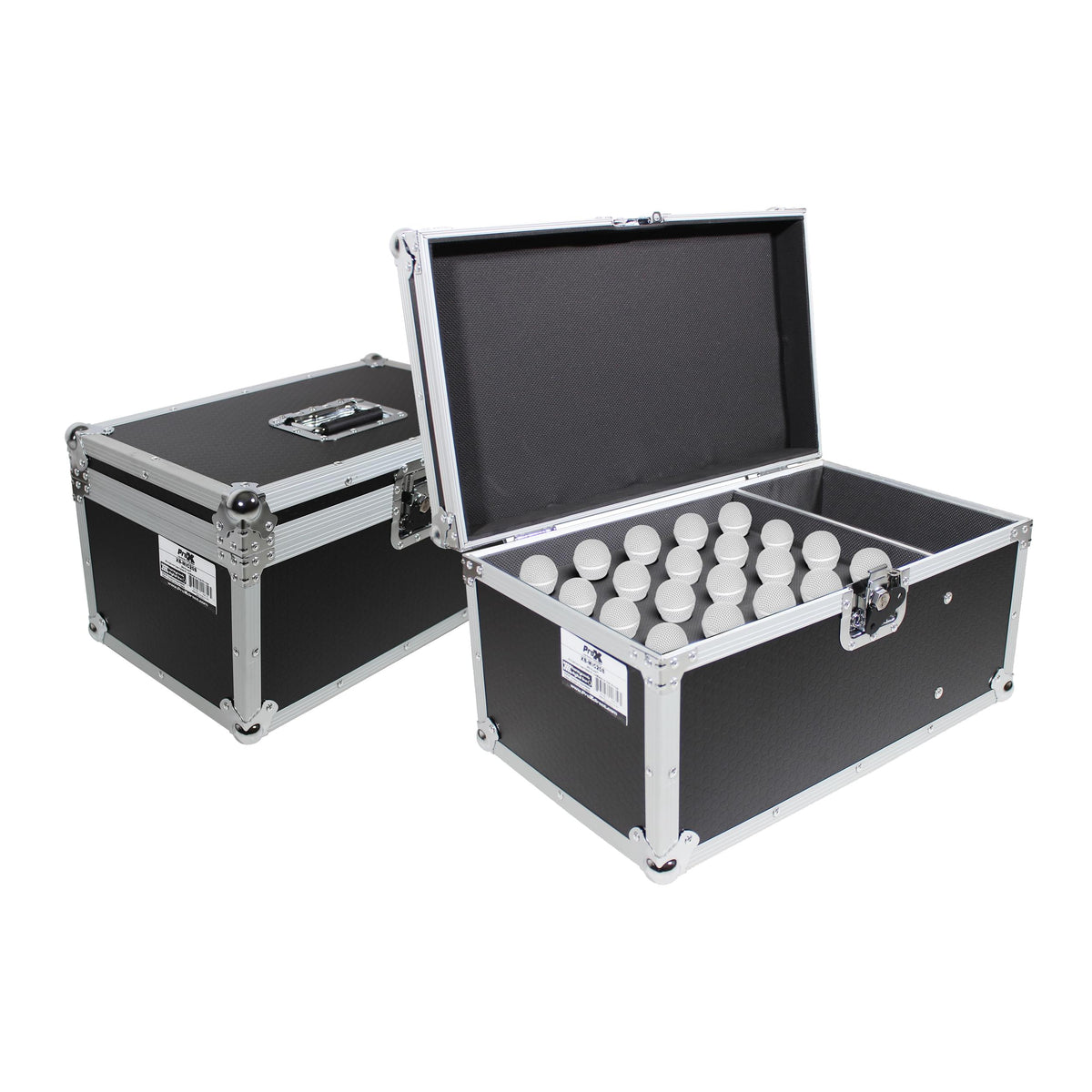 ProX ATA Flight Case for (20) Wireless Wired Microphones with Additional Storage.