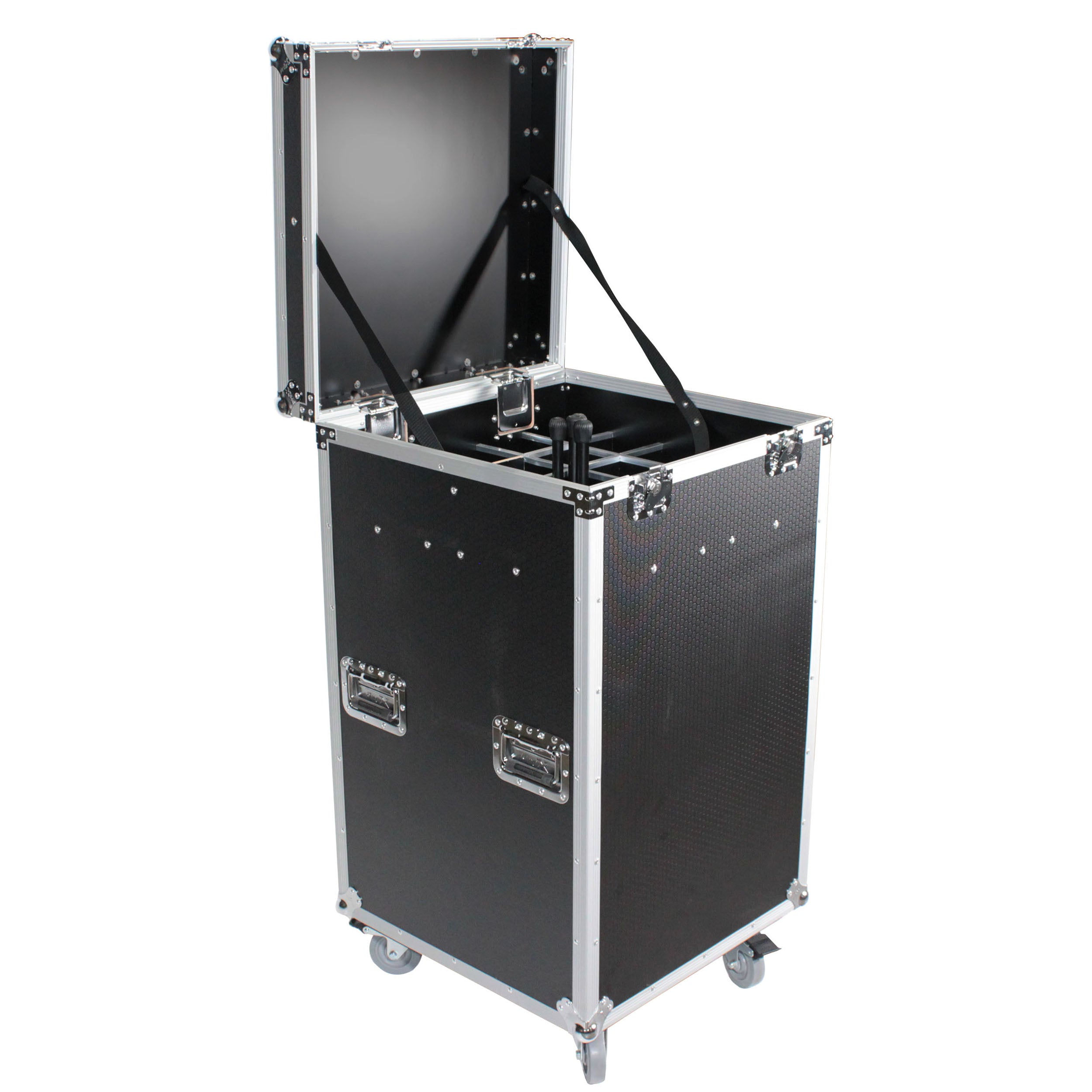 ProX Microphone Stand Case Holds up to 25 Units W-Casters