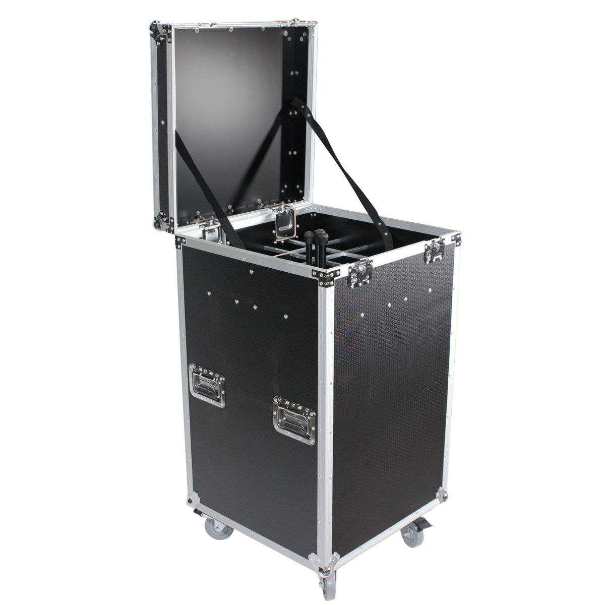 ProX Microphone Stand Case Holds up to 25 Units W-Casters.