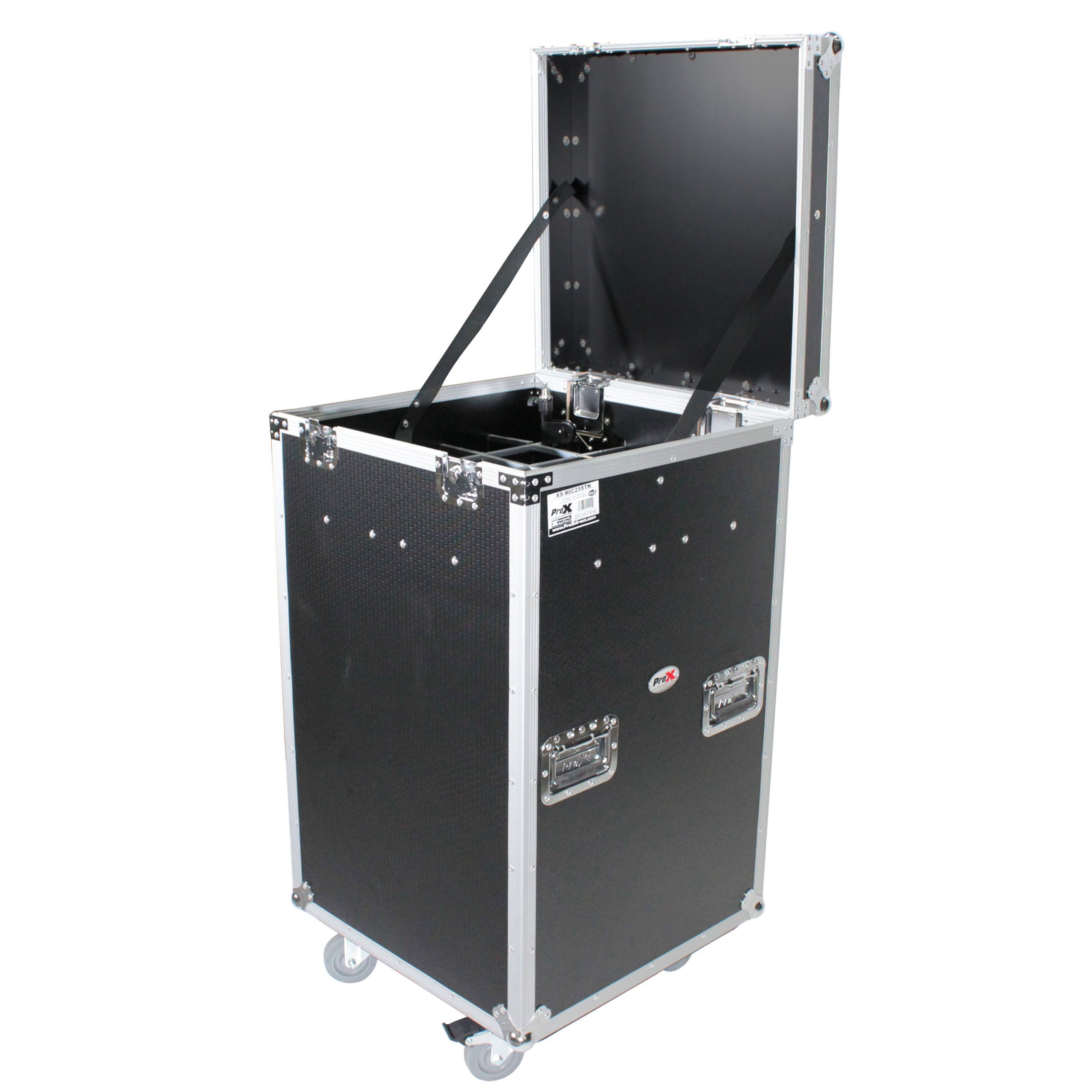 ProX Microphone Stand Case Holds up to 25 Units W-Casters