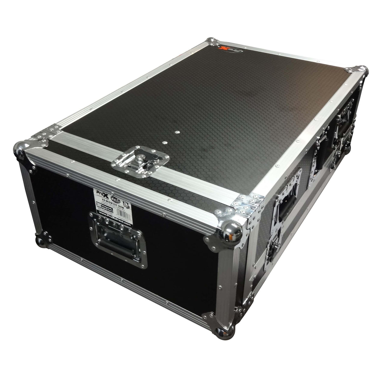 ProX ATA Digital Audio Mixer Flight Case for Midas M32R Console with Doghouse Compartment and Caster Wheels.