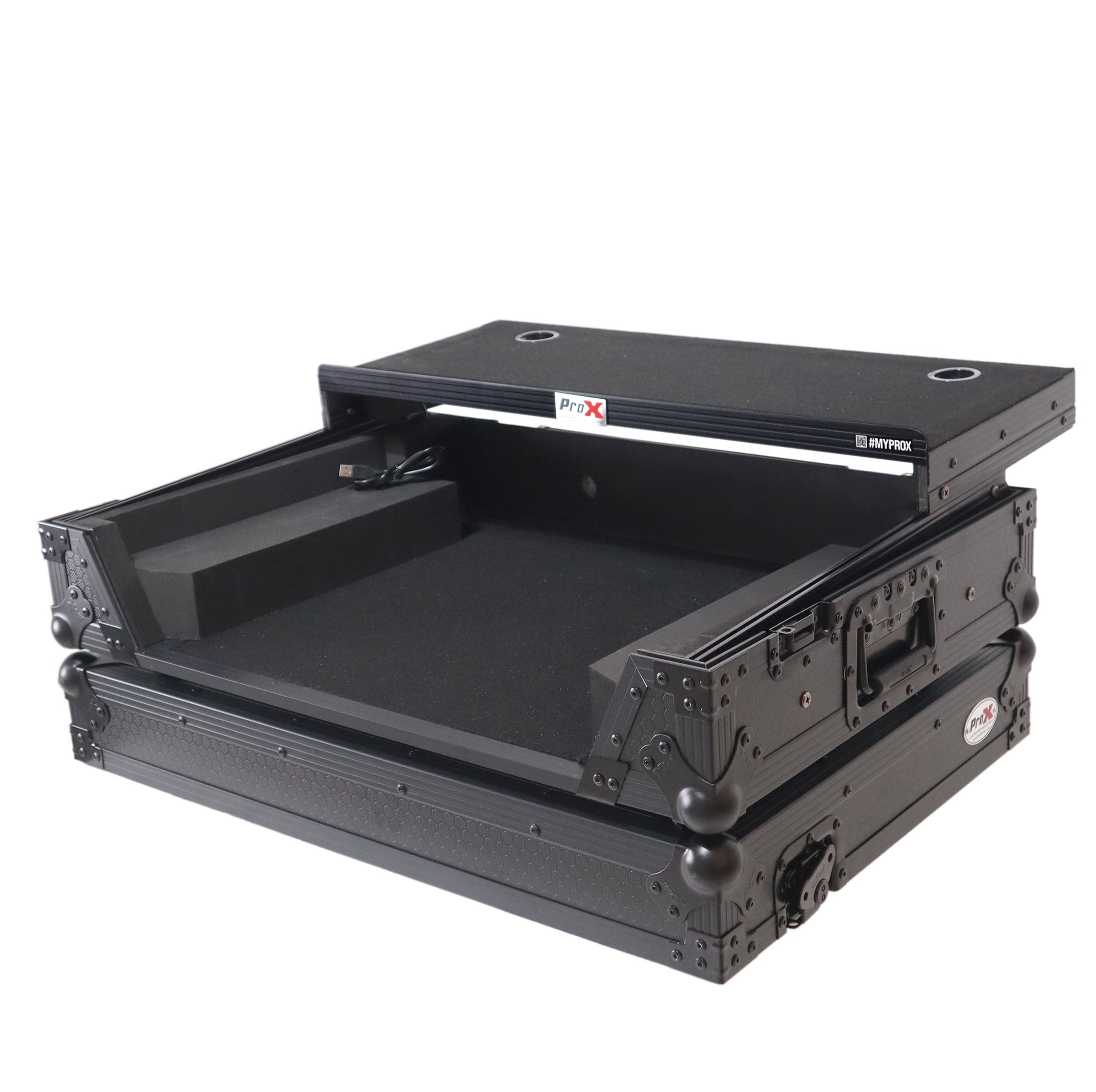 ProX ATA Flight Style Road Case For Mixon 8 Pro with Laptop Shelf and LED Black Finish