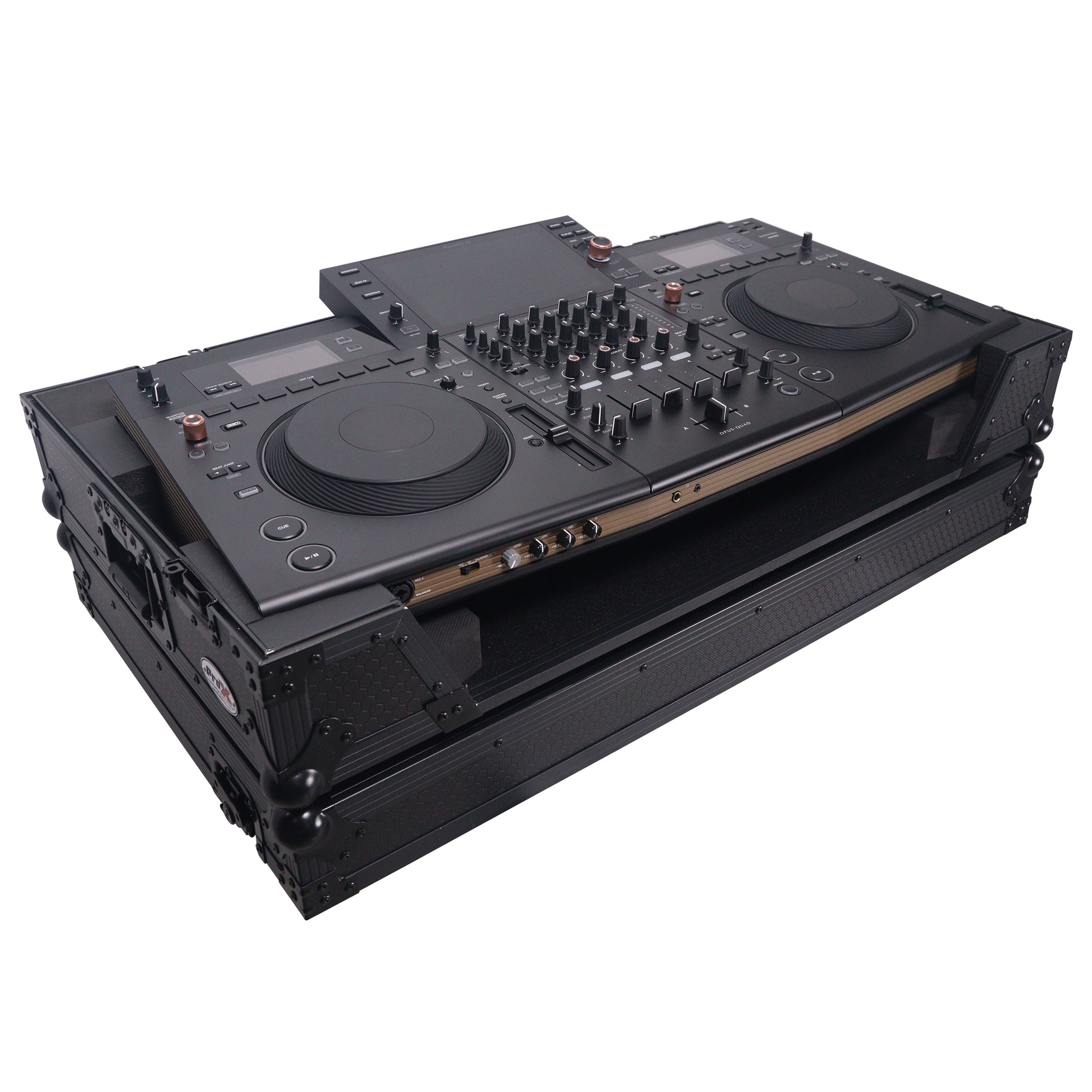 ProX ATA Flight Style Road Case For Pioneer Opus Quad DJ Controller with 1U Rack Space and Wheels - Black Finish