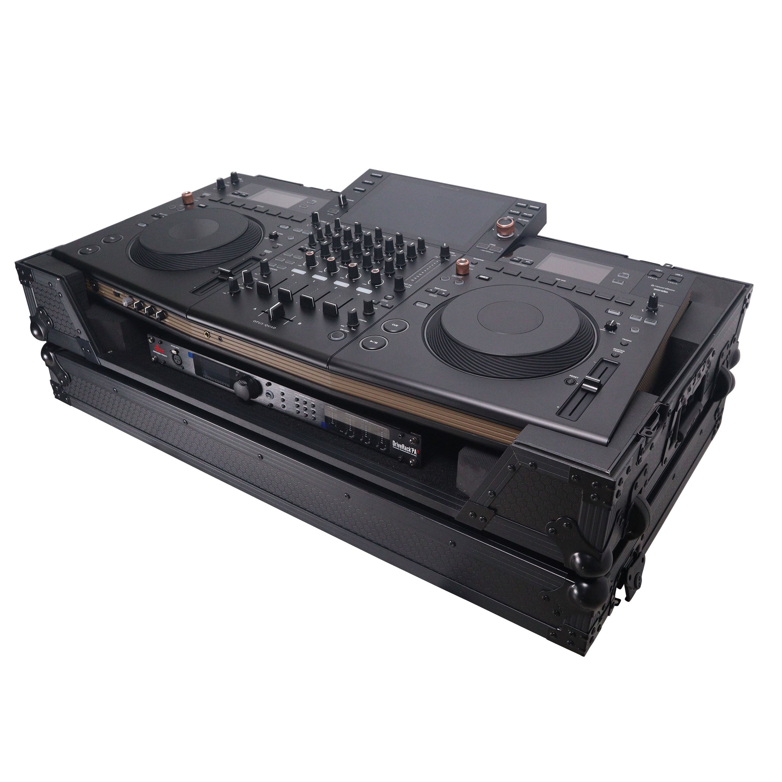 ProX ATA Flight Style Road Case For Pioneer Opus Quad DJ Controller with 1U Rack Space and Wheels - Black Finish
