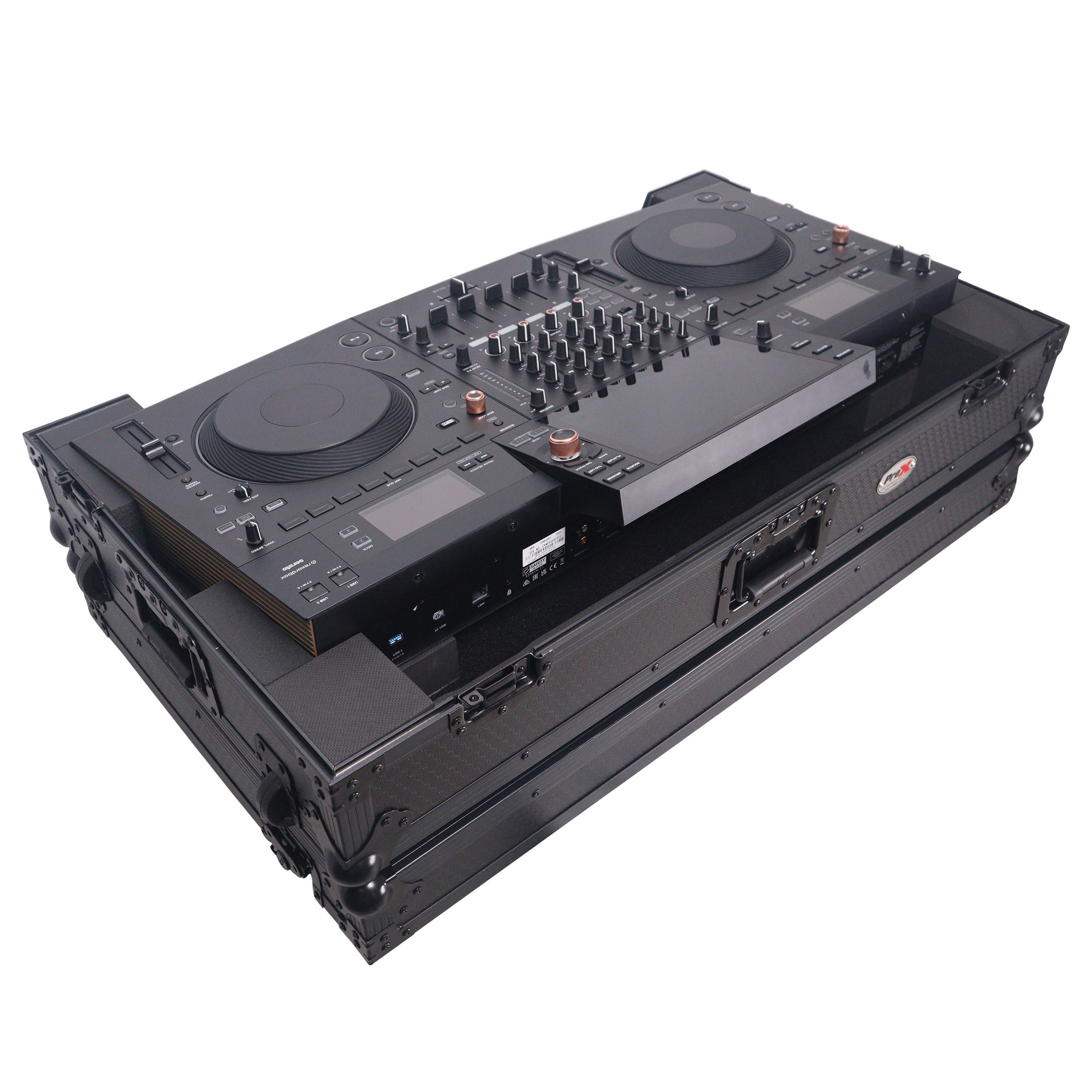 ProX ATA Flight Style Road Case For Pioneer Opus Quad DJ Controller with 1U Rack Space and Wheels - Black Finish