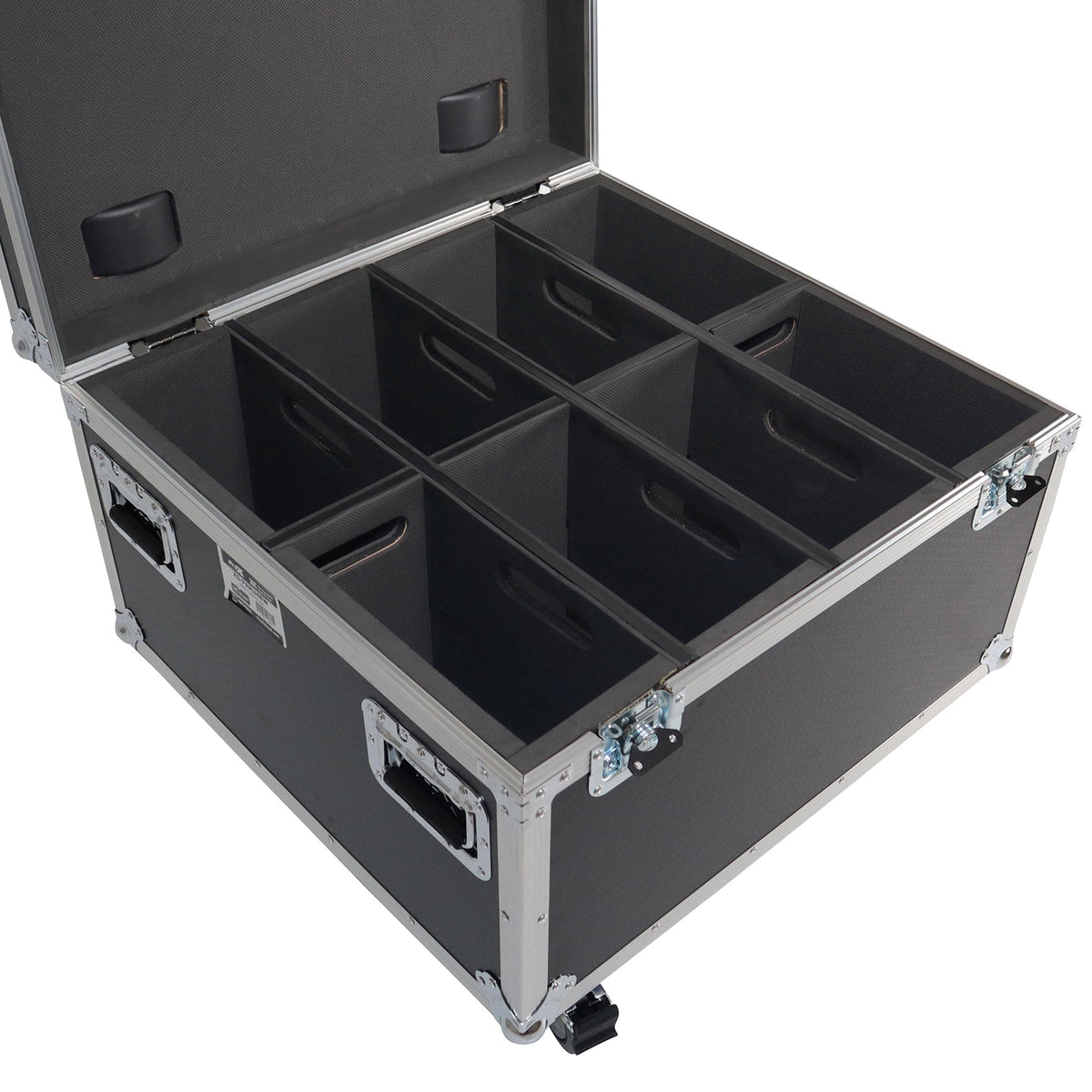 ProX Par Can Universal Utility Case 4" Wheels Will Hold 4 of 12" x12" Large or 8 of 12" x 5.5" Slim LED Par Lights.