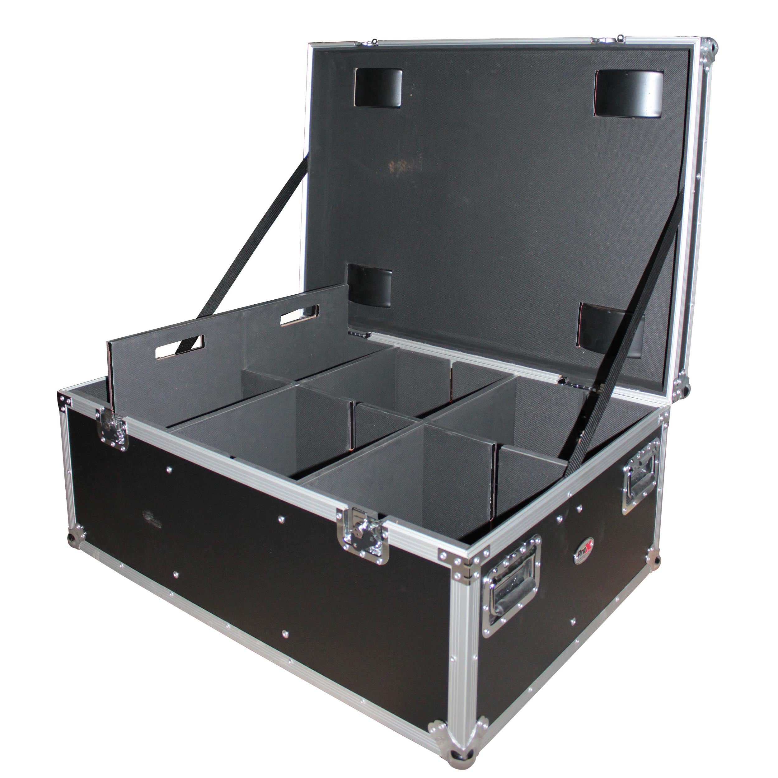 ProX Par Can Universal Utility Case 4" Wheels Will Hold 6 of 12" x12" Large or 12 of 12" x 5.5" Slim LED Par Lights