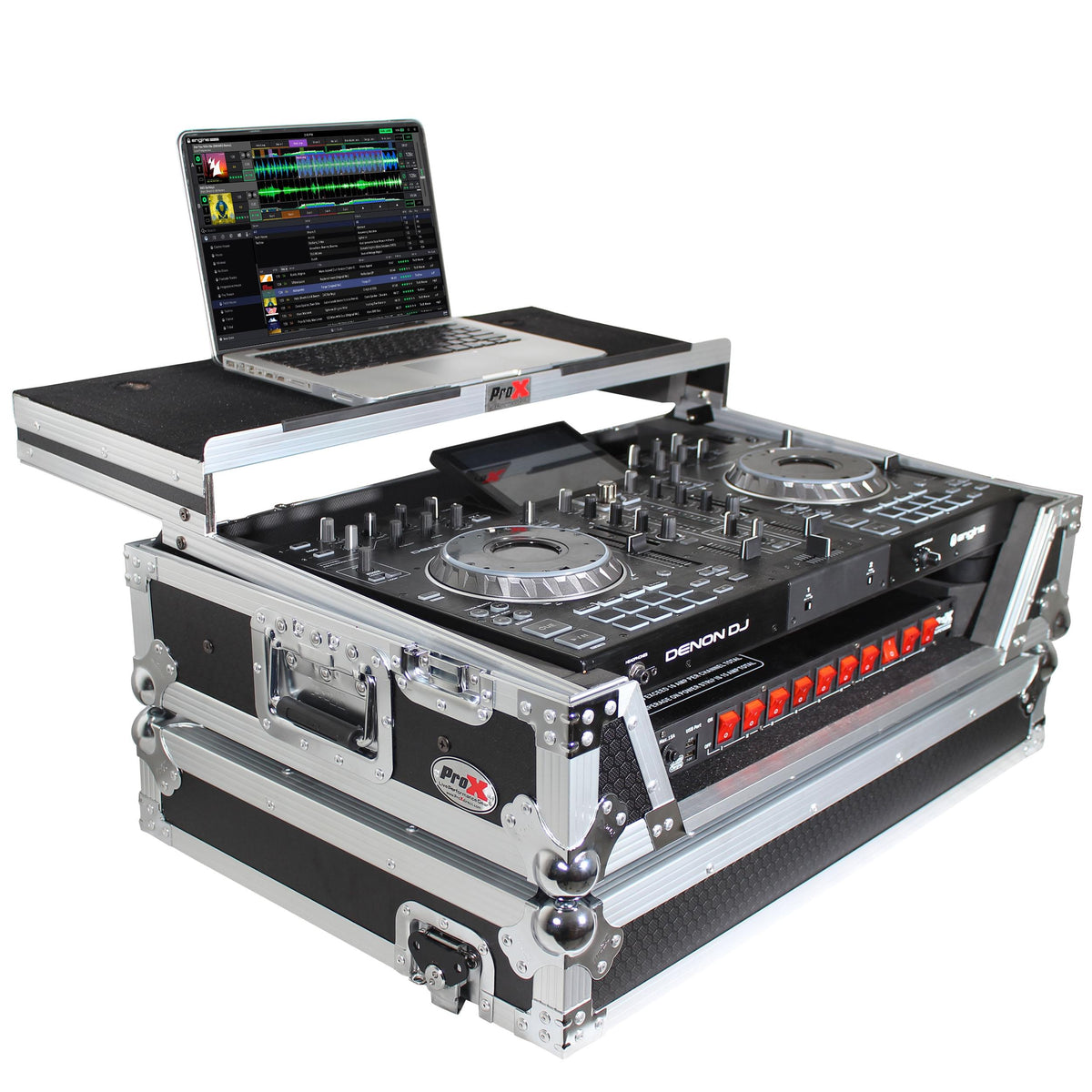 ProX ATA Flight Case For Denon PRIME 2 DJ Controller with Laptop Shelf.