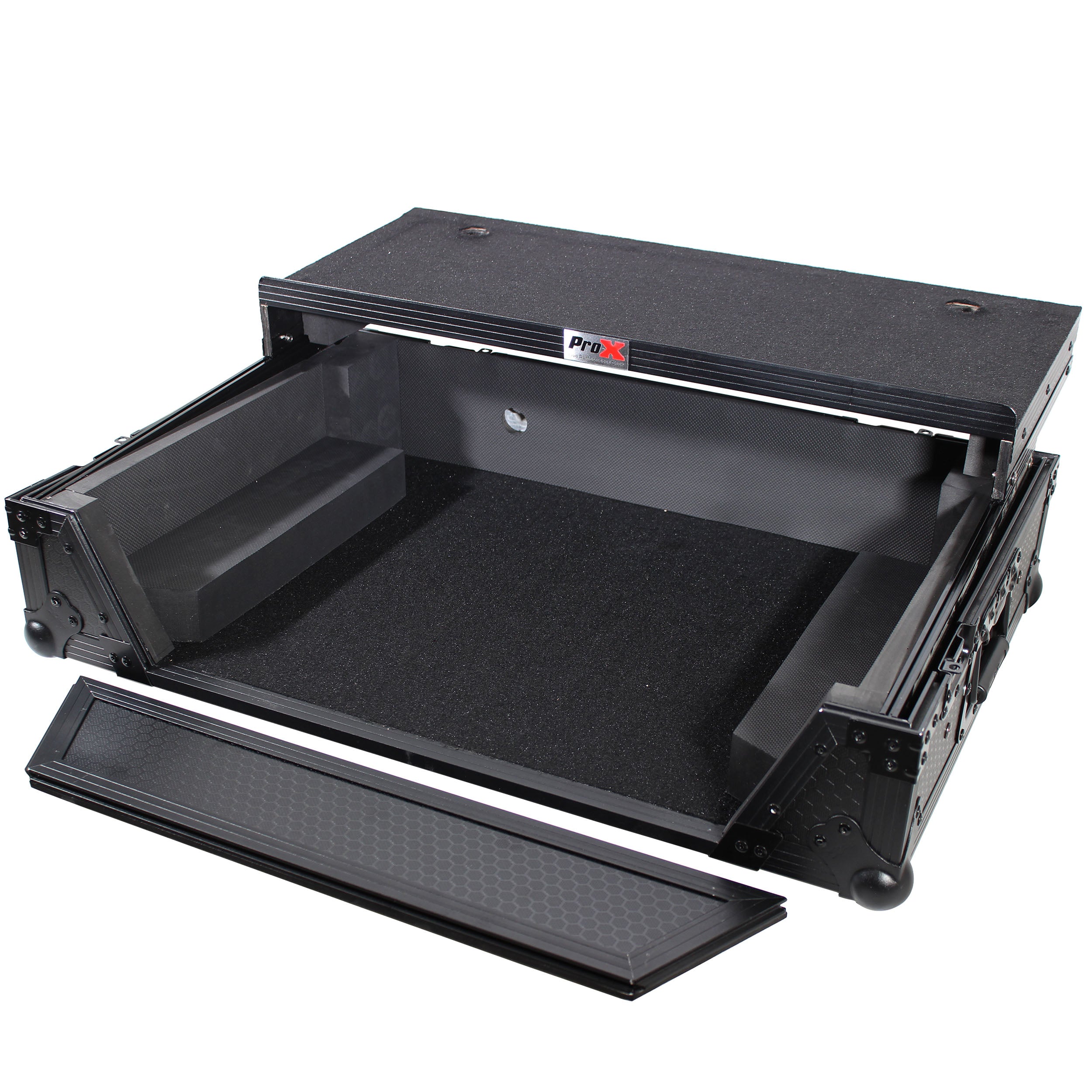 ProX ATA Flight Case For Denon PRIME 2 DJ Controller with Laptop Shelf 1U Rack Space - Black