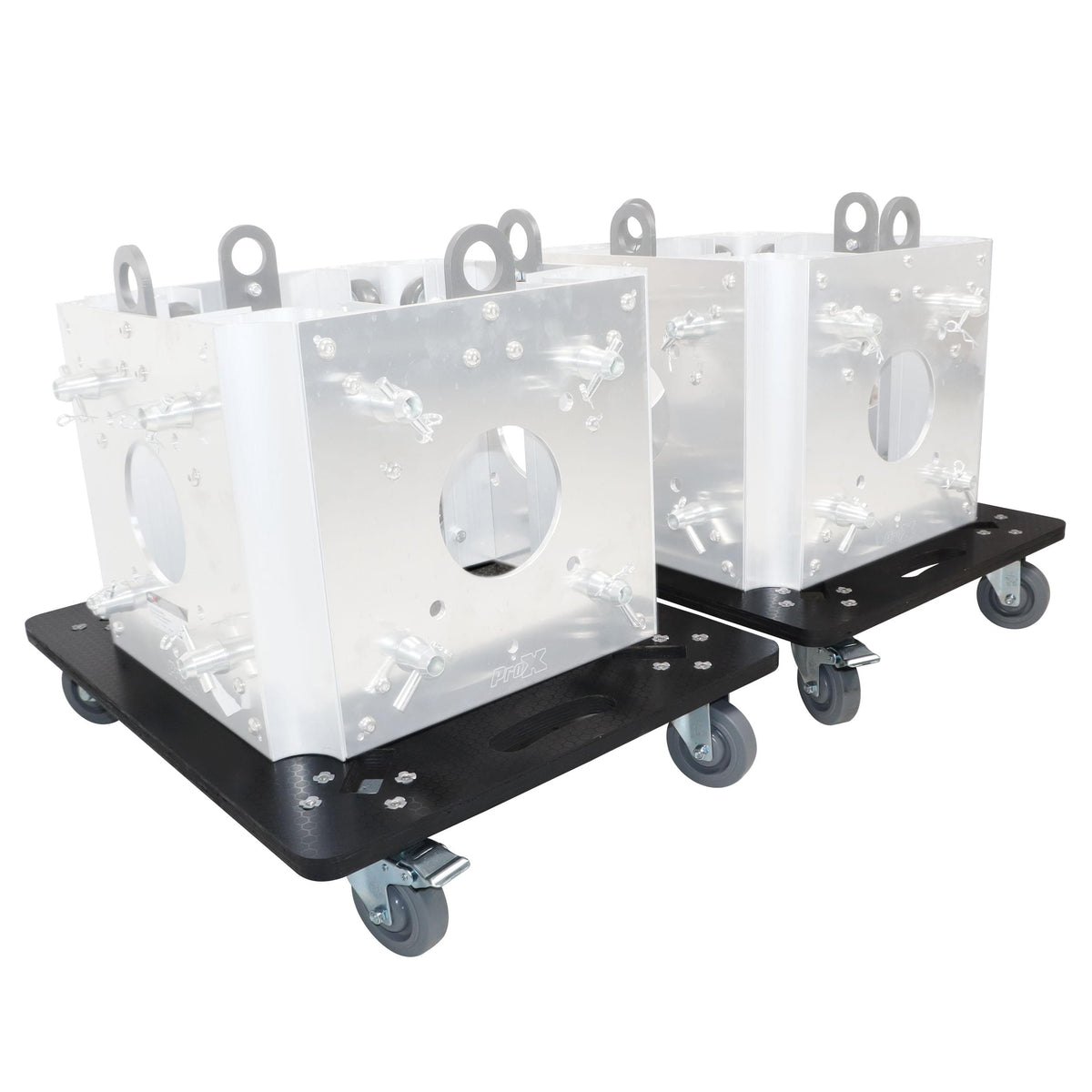 ProX Set of 2 Caster Boards with 4" Industrial Grade Caster Wheels for Cases Truss Block Speakers Heavy Equipment.