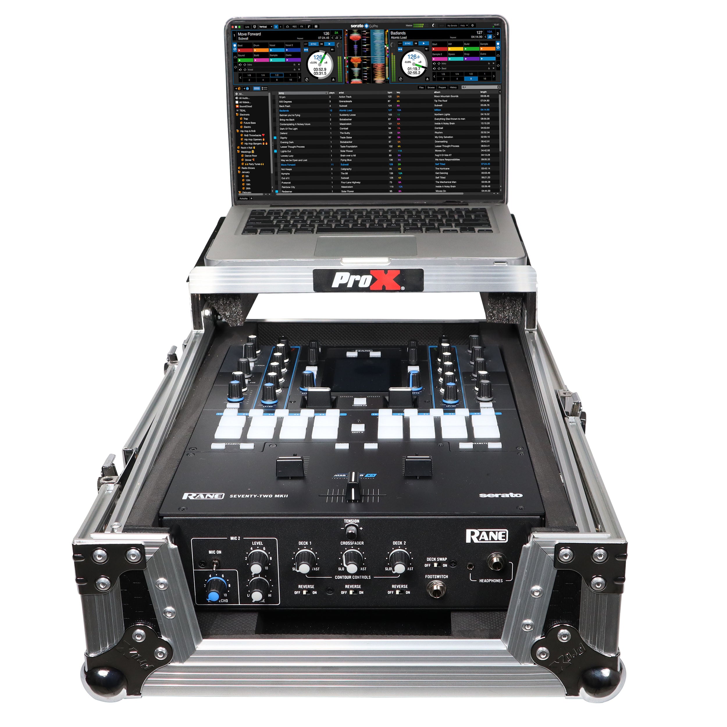 ProX 11" DJ Mixer Road Case W/Laptop Shelf for Rane Seventy-Two 72 and Rane Seventy