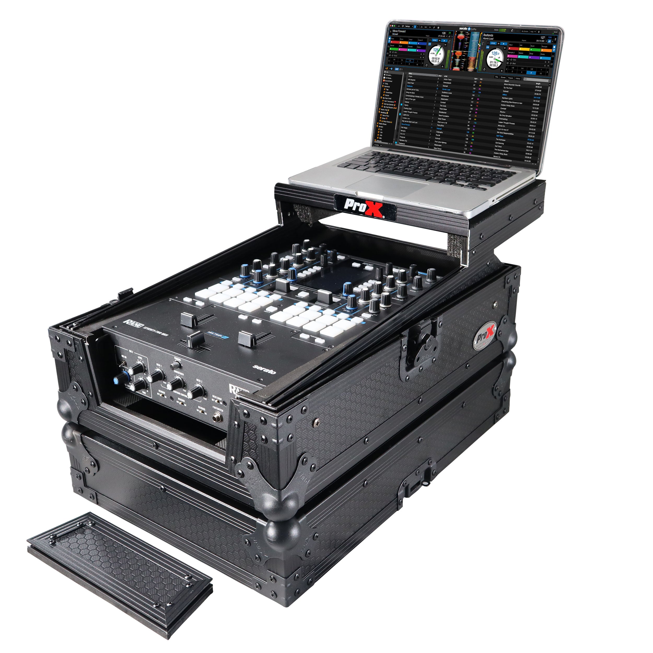 ProX 11" DJ Mixer Road Case W/Laptop Shelf for Rane Seventy-Two 72 and Rane Seventy (Black on Black)