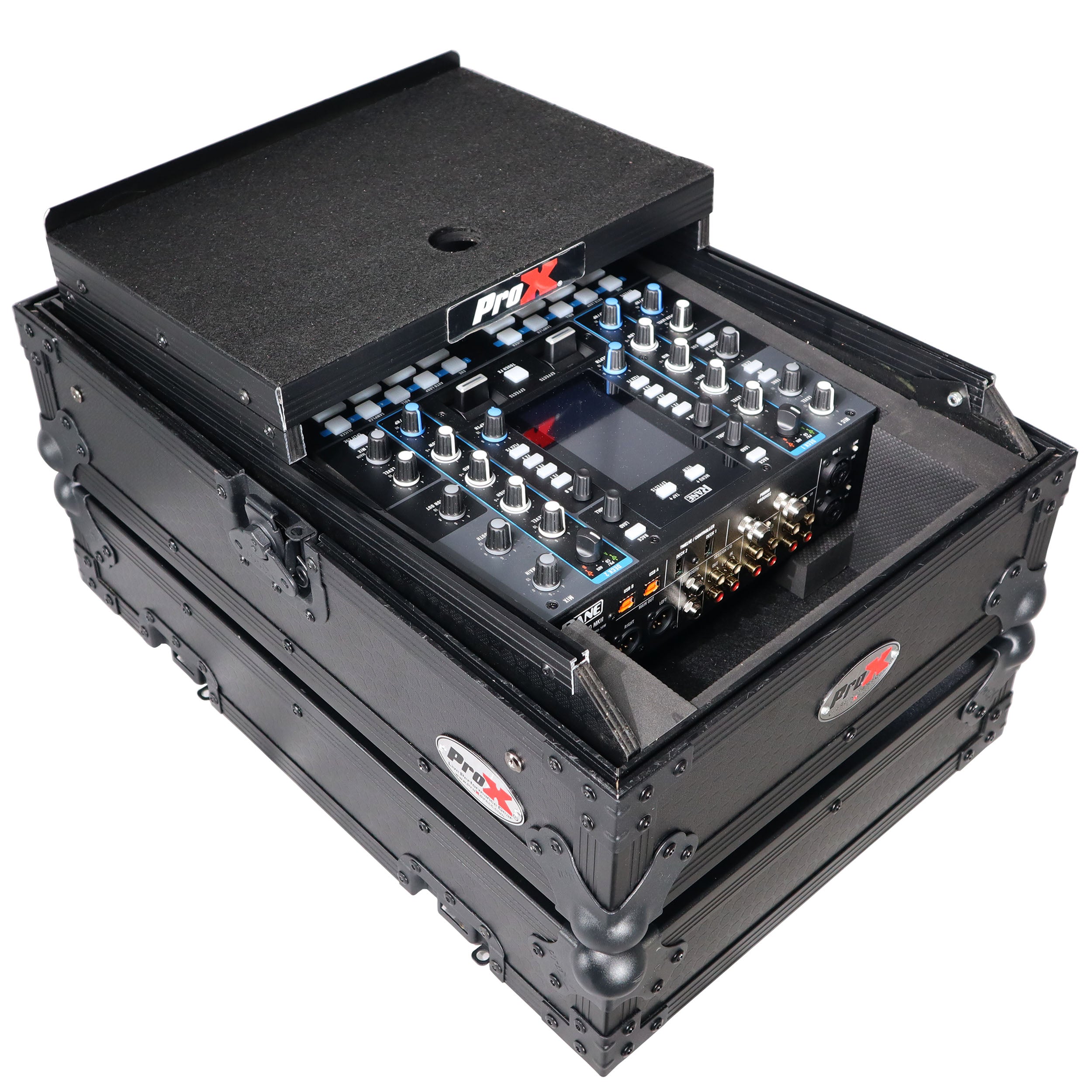 ProX 11" DJ Mixer Road Case W/Laptop Shelf for Rane Seventy-Two 72 and Rane Seventy (Black on Black)