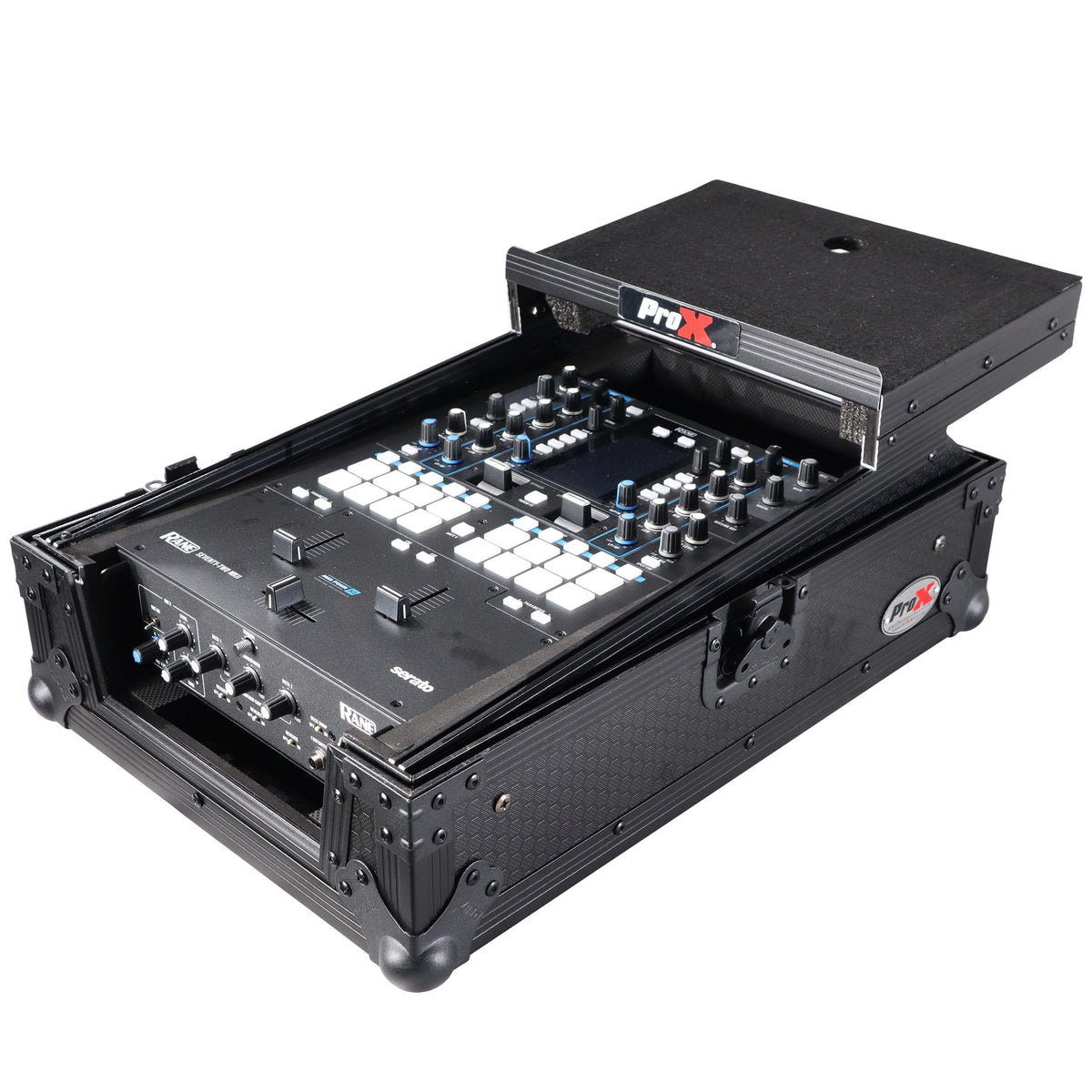 ProX 11" DJ Mixer Road Case W/Laptop Shelf for Rane Seventy-Two 72 and Rane Seventy (Black on Black).