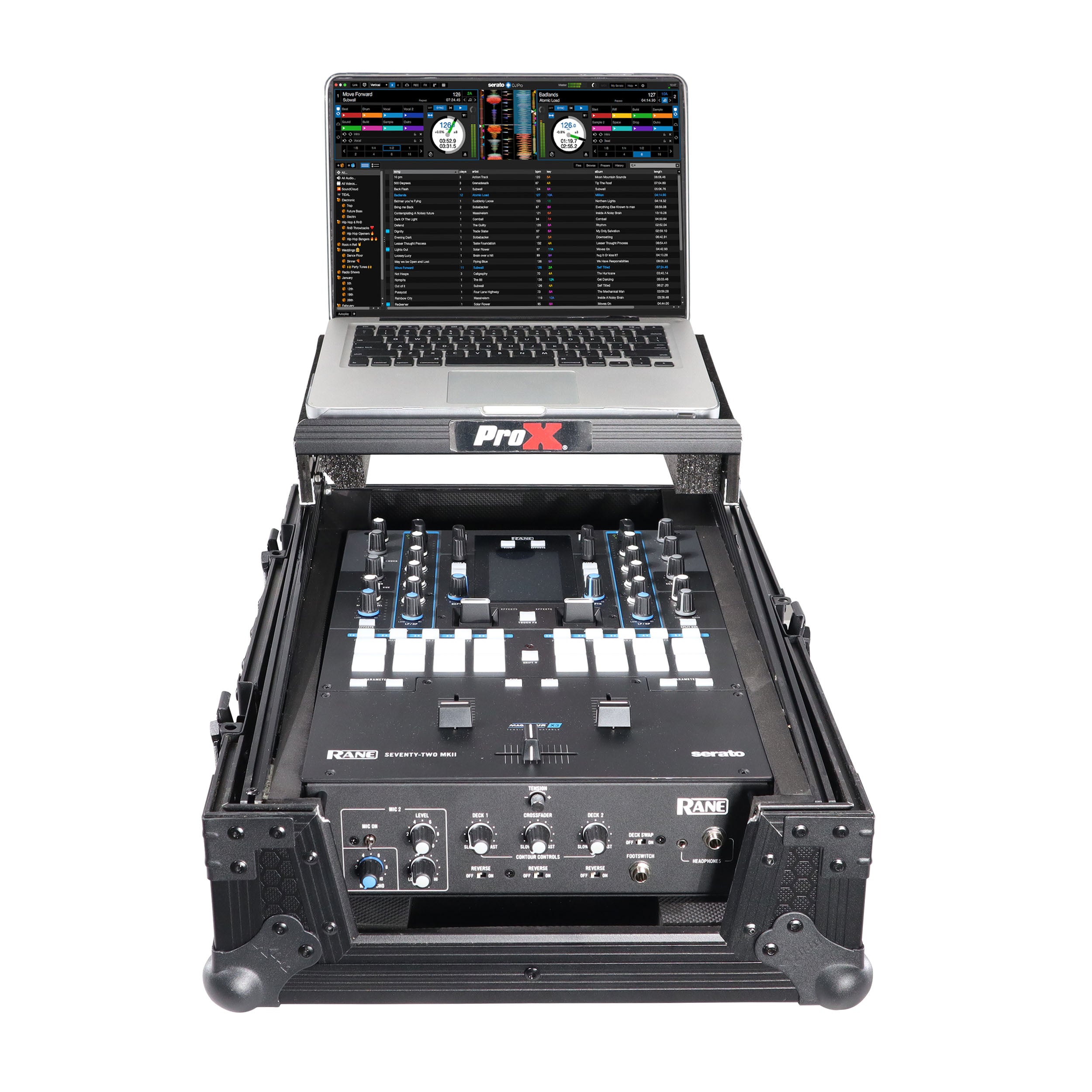 ProX 11" DJ Mixer Road Case W/Laptop Shelf for Rane Seventy-Two 72 and Rane Seventy (Black on Black)