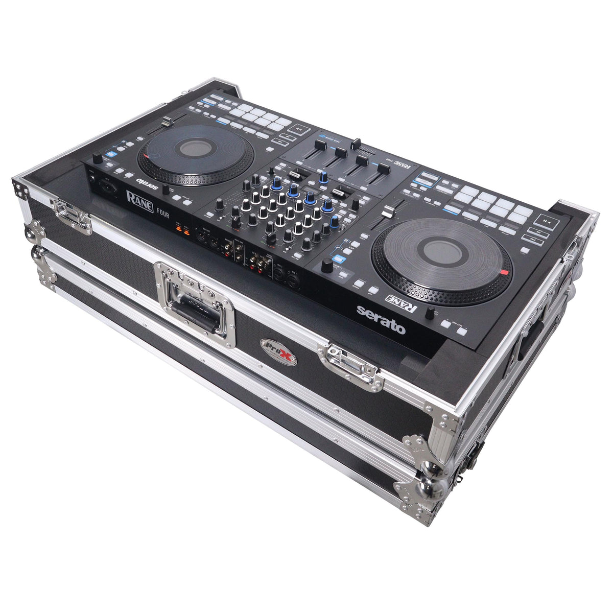 ProX ATA Flight Style Road Case For RANE Four or RANE Performer DJ Controller with 1U Rack Space and Wheels.