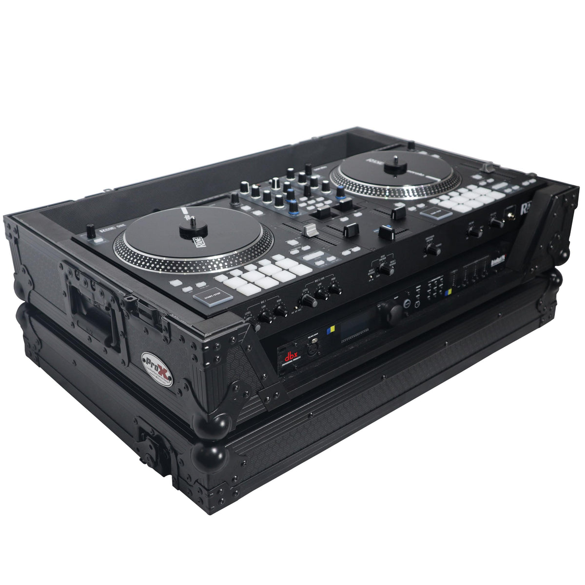 ProX Flight Case For RANE ONE DJ Controller with 1U Rack and Wheels - Black Finish.