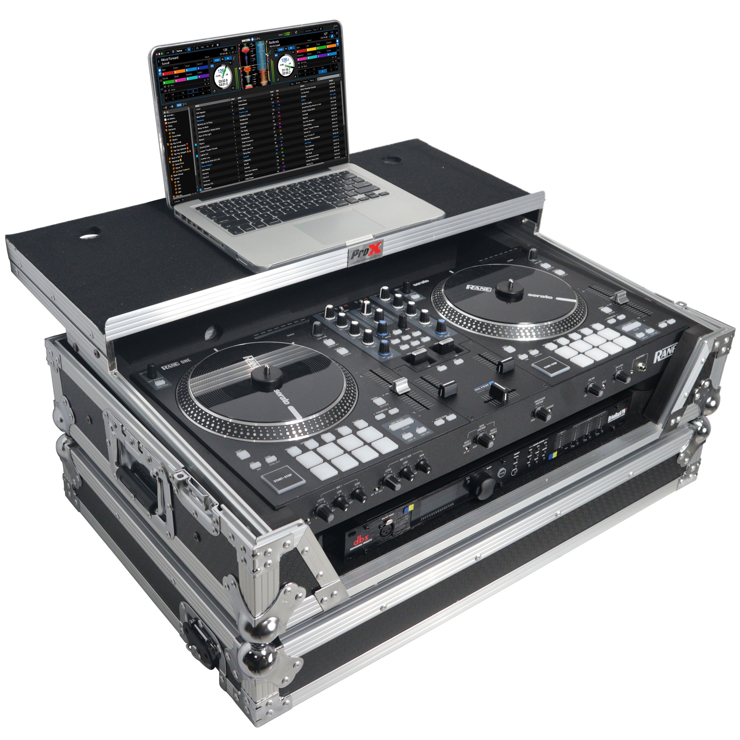 ProX Flight Case For RANE ONE DJ Controller with Sliding Laptop Shelf, 1U Rack, and Wheels