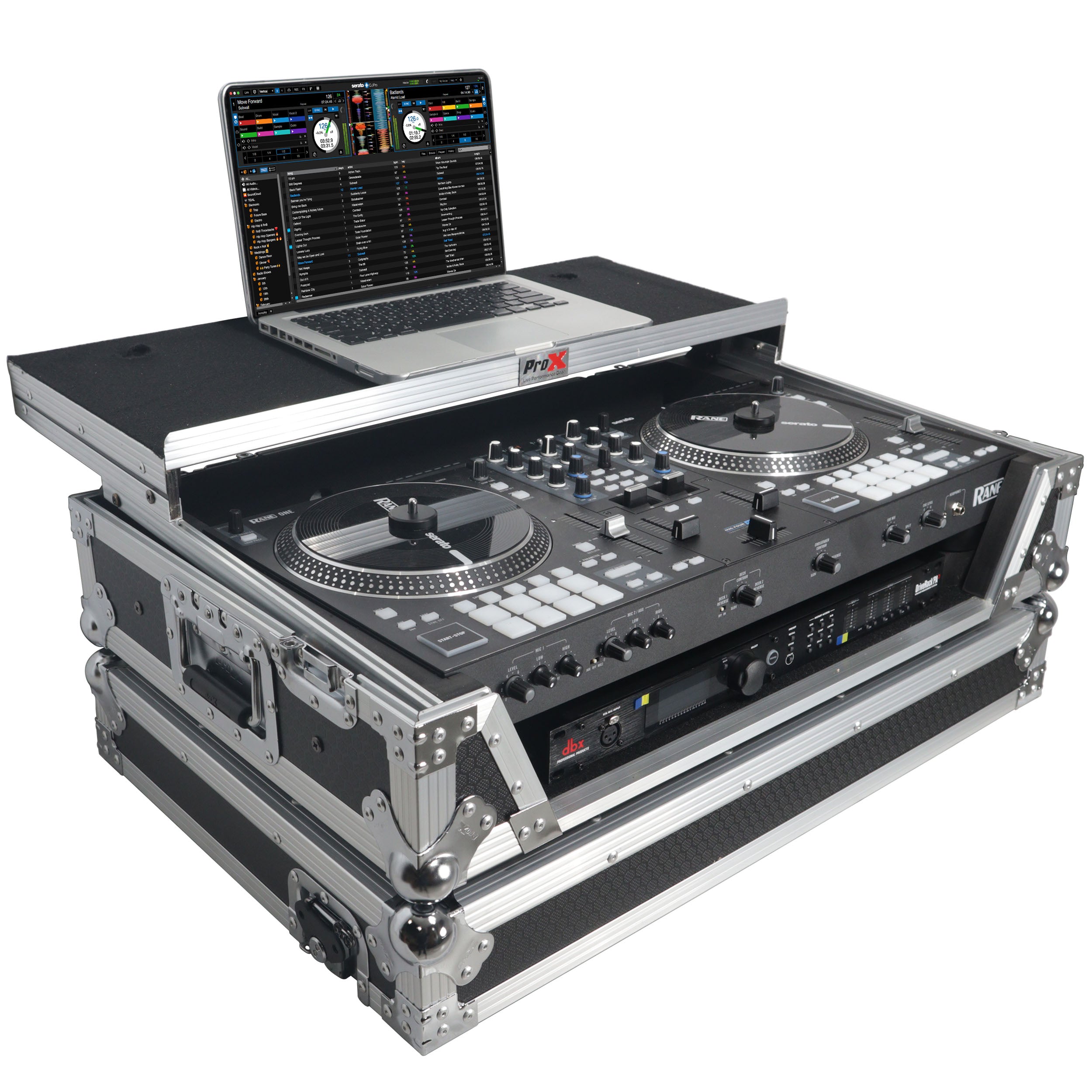 ProX Flight Case For RANE ONE DJ Controller with Sliding Laptop Shelf, 1U Rack, and Wheels