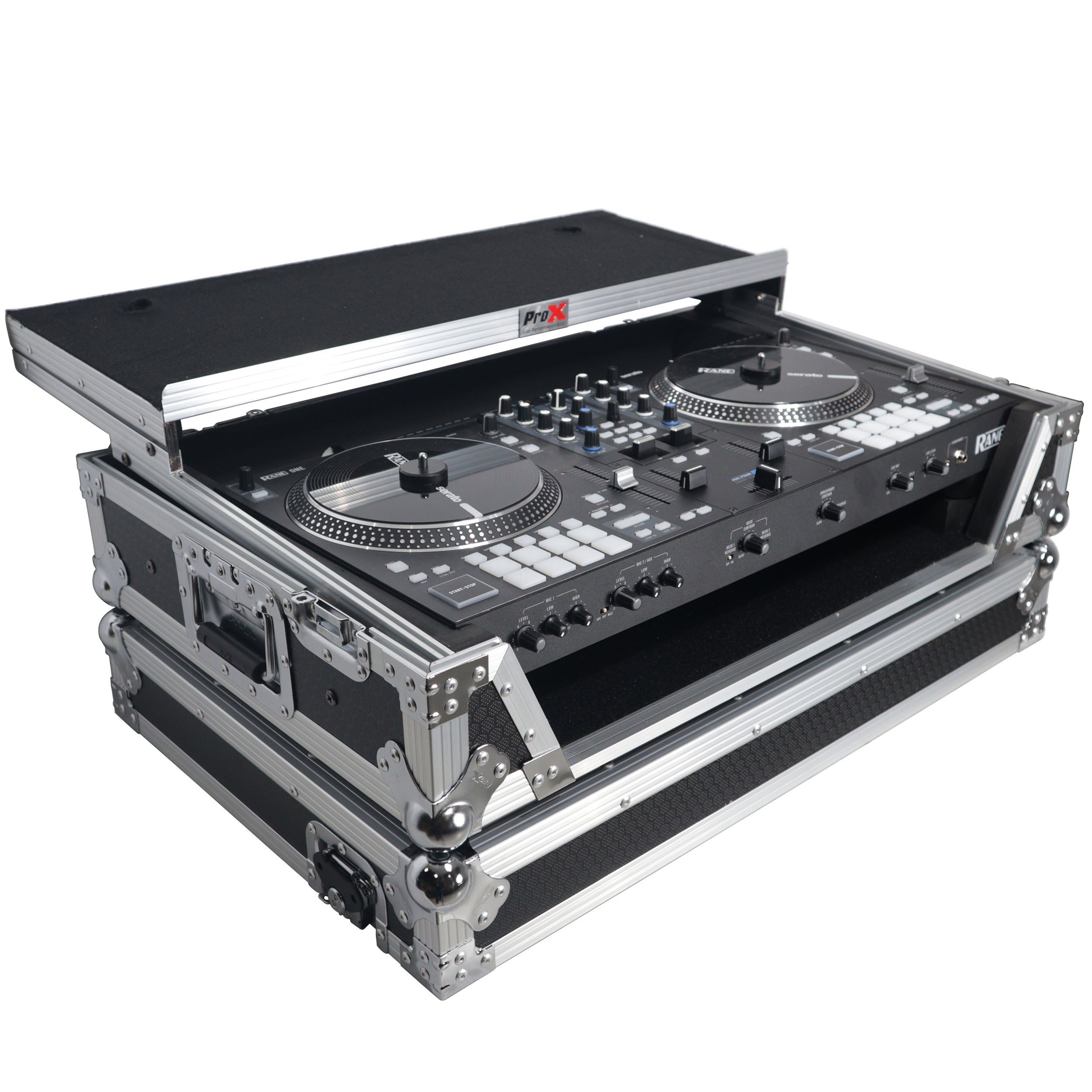ProX Flight Case For RANE ONE DJ Controller with Sliding Laptop Shelf, 1U Rack, and Wheels