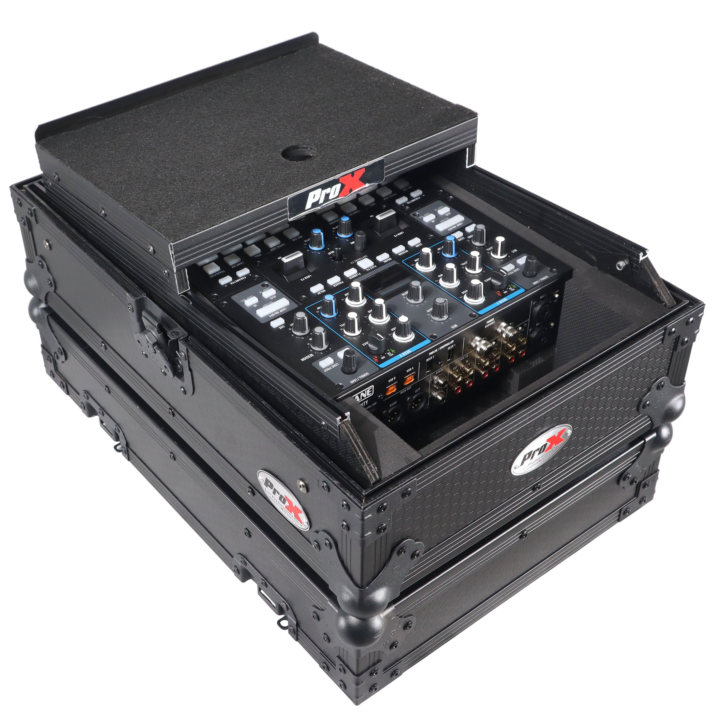 ProX 11" DJ Mixer Road Case W/Laptop Shelf for Rane Seventy-Two 72 and Rane Seventy (Black on Black)