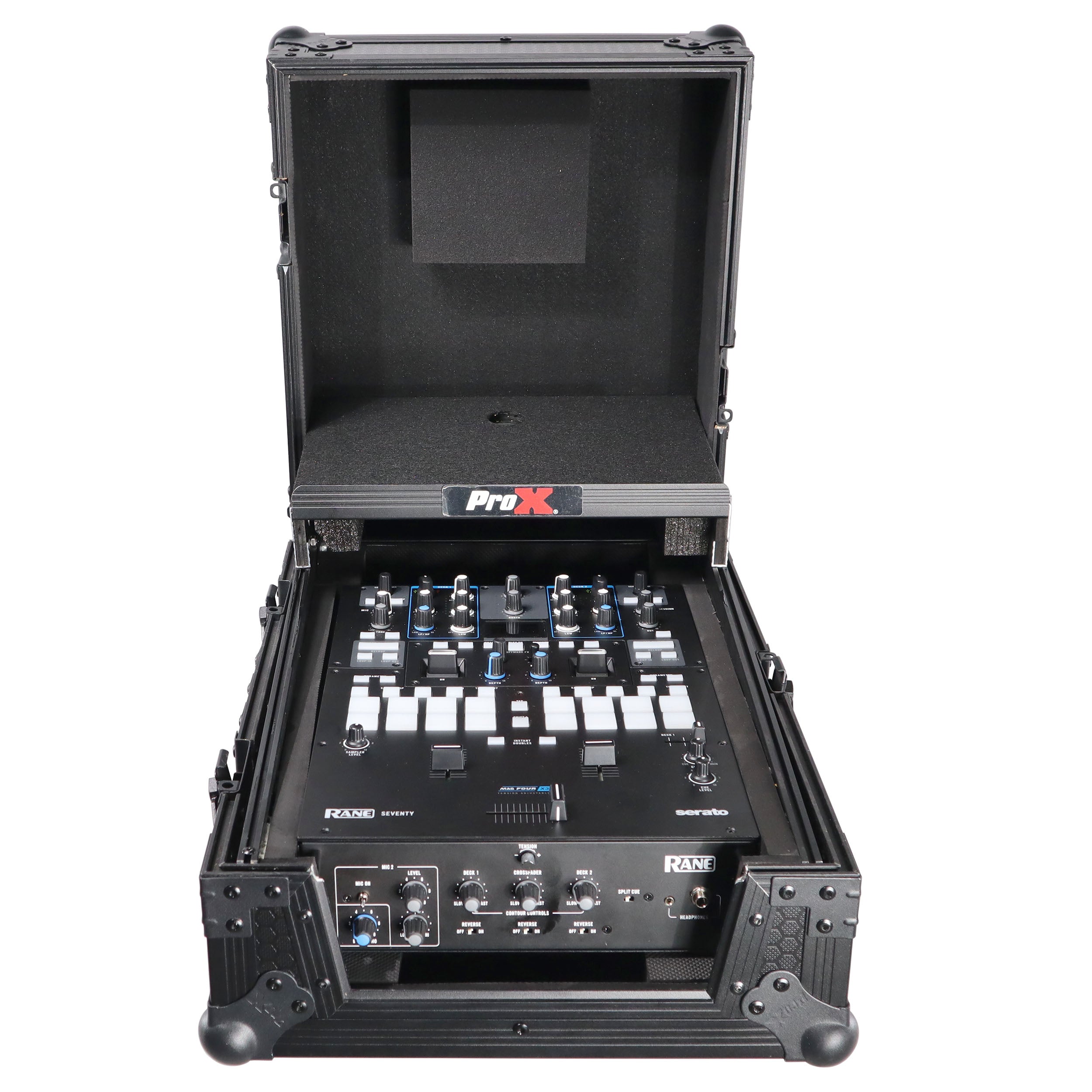 ProX 11" DJ Mixer Road Case W/Laptop Shelf for Rane Seventy-Two 72 and Rane Seventy (Black on Black)