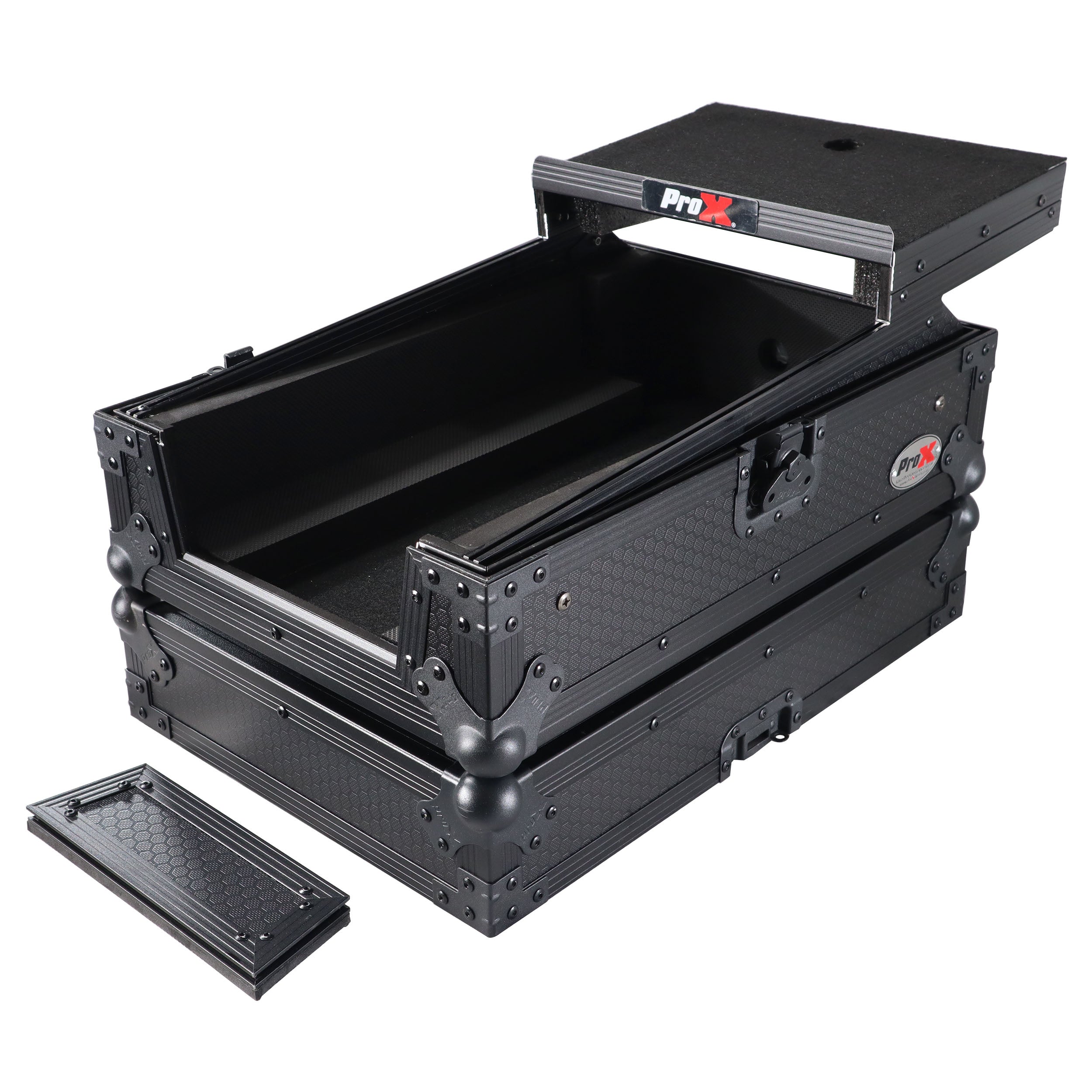 ProX 11" DJ Mixer Road Case W/Laptop Shelf for Rane Seventy-Two 72 and Rane Seventy (Black on Black)