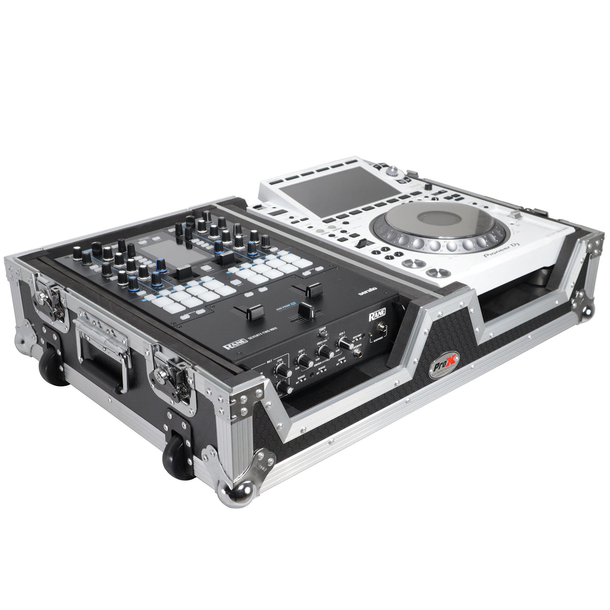 ProX Single CD Player & 12" Mixer Case W/Low Profile Wheels and Retractable Handle.