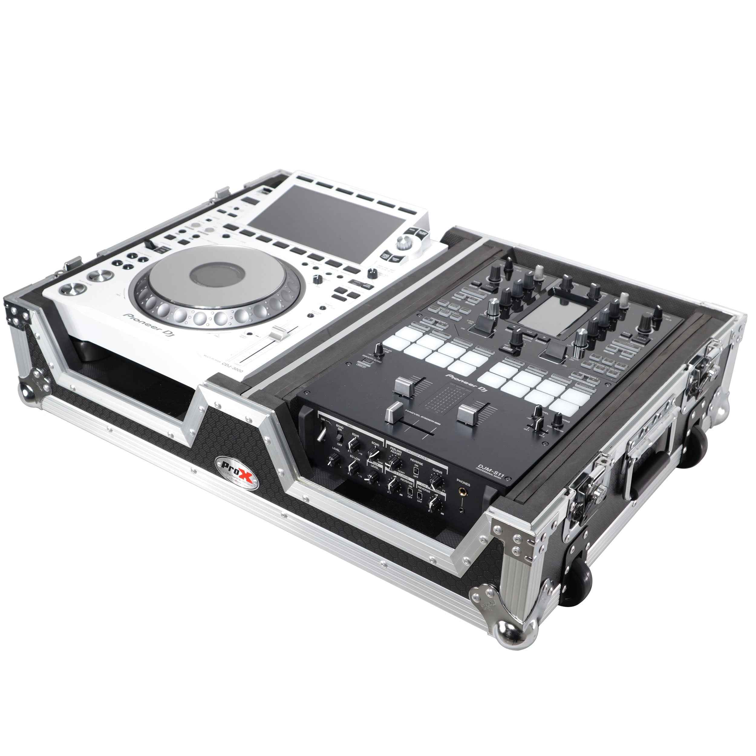 ProX Single CD Player & 12" Mixer Case W/Low Profile Wheels and Retractable Handle