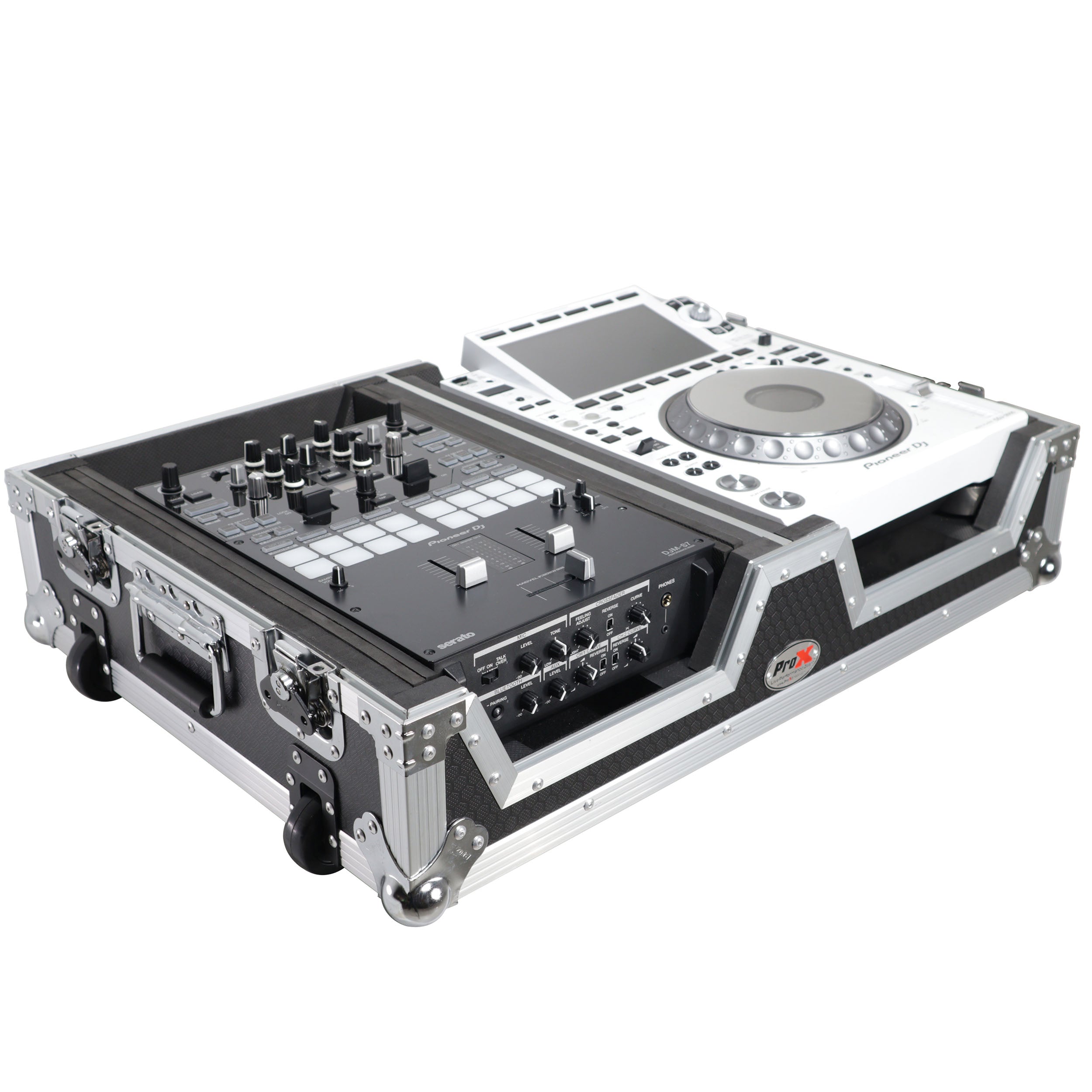 ProX Single CD Player & 12" Mixer Case W/Low Profile Wheels and Retractable Handle
