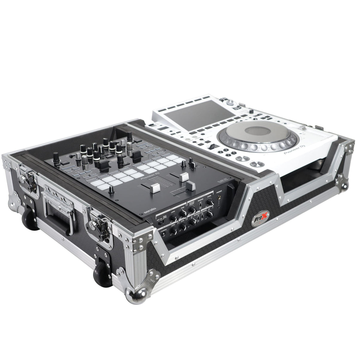 ProX Single CD Player & 12" Mixer Case W/Low Profile Wheels and Retractable Handle.