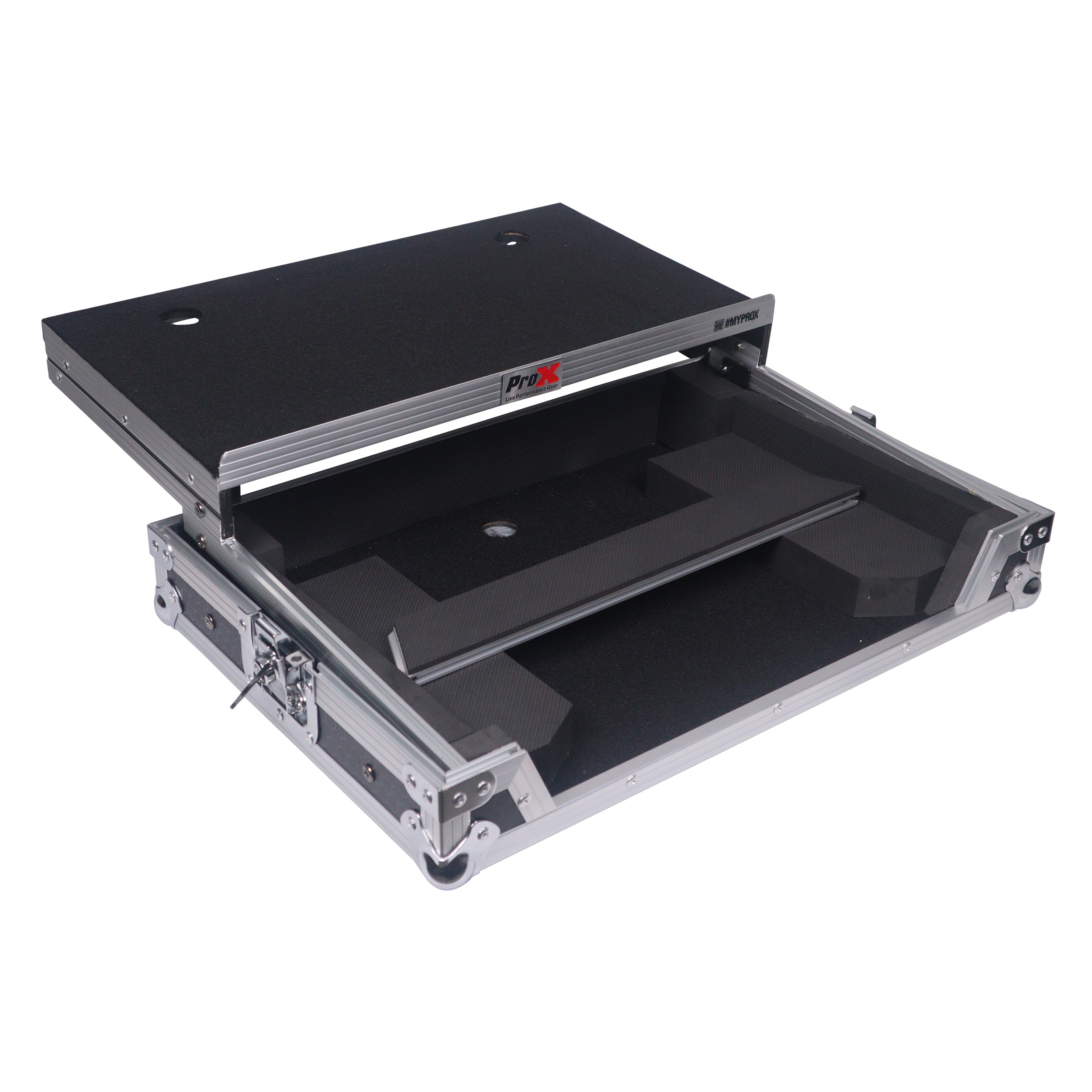 ProX ATA Flight Style Road Case For Denon SC Live 4 Controller with Laptop Shelf 1U Rack Space