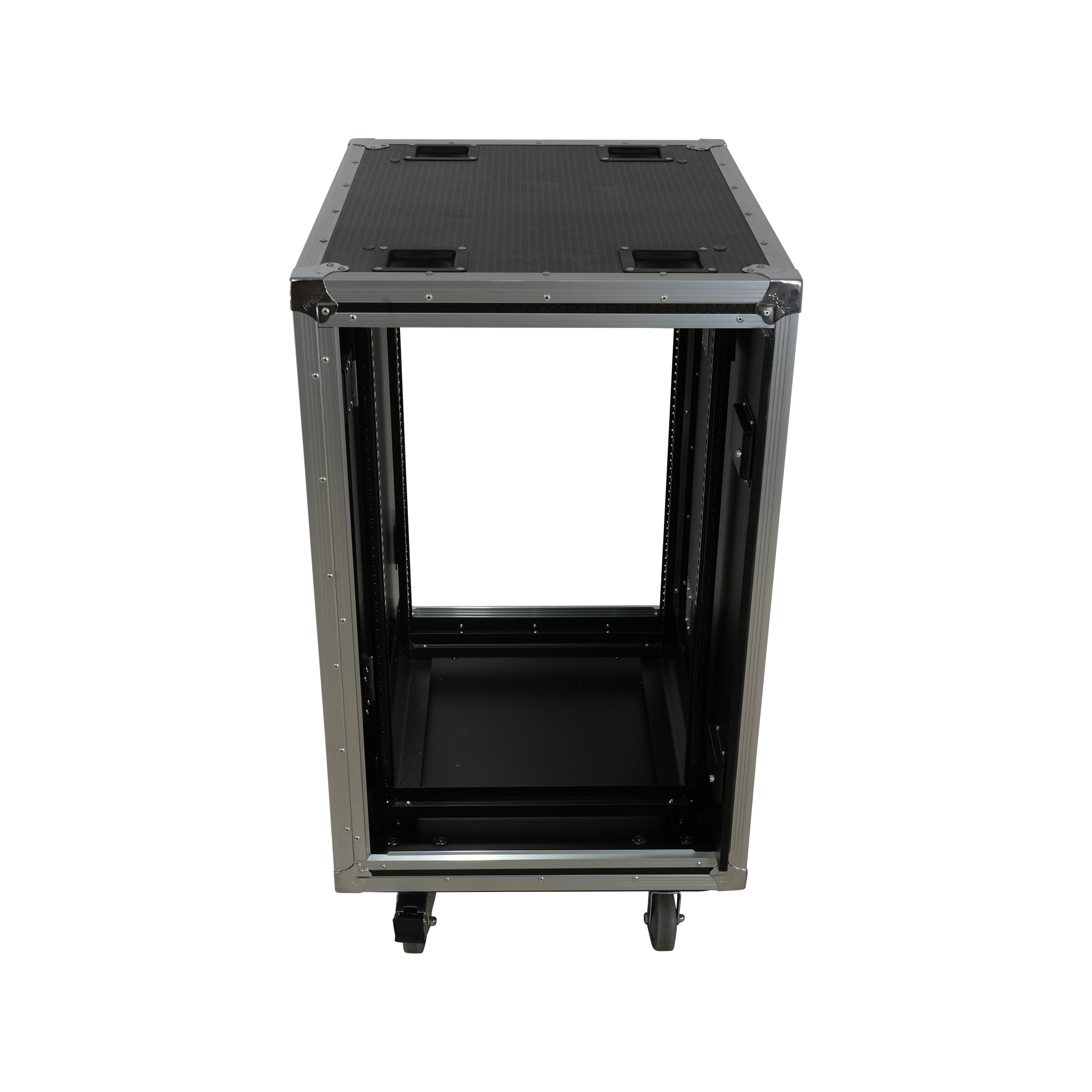 ProX 18U 20" Deep Vertical Rack to Rack Shock Mount Case with 2 Sliding Slam Doors & 4" Caster Wheels