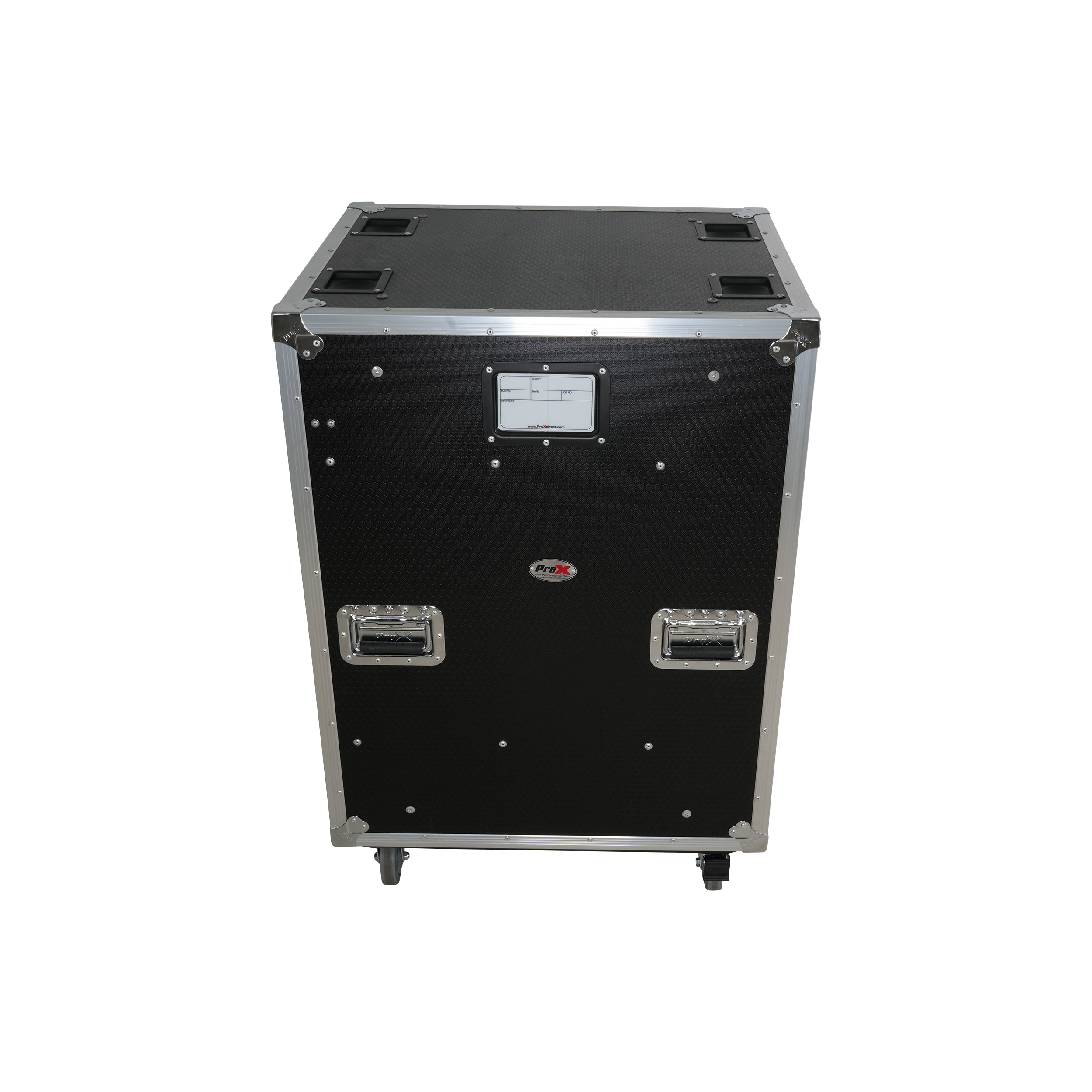 ProX 18U 20" Deep Vertical Rack to Rack Shock Mount Case with 2 Sliding Slam Doors & 4" Caster Wheels