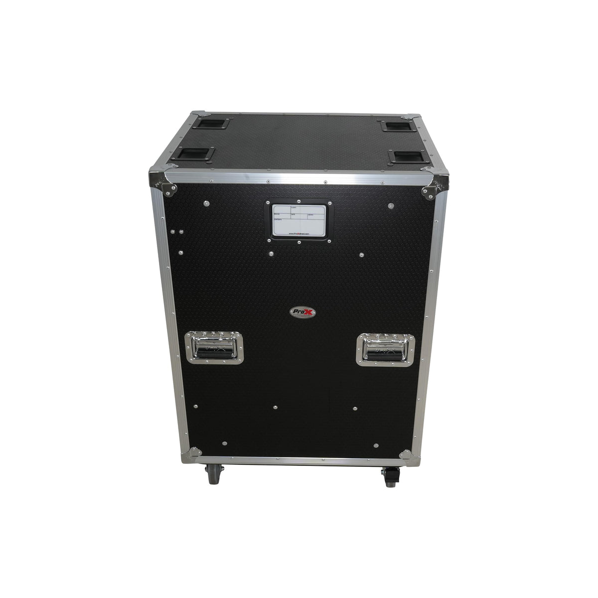 ProX 18U 20" Deep Vertical Rack to Rack Shock Mount Case with 2 Sliding Slam Doors & 4" Caster Wheels.
