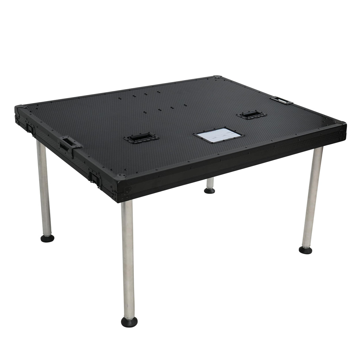 ProX PRADO Mobile AV Broadcasting Streaming Recording Studio Workstation Case with 2x 4U Top 2x 12U Bottom Front Slamr Door All Black.
