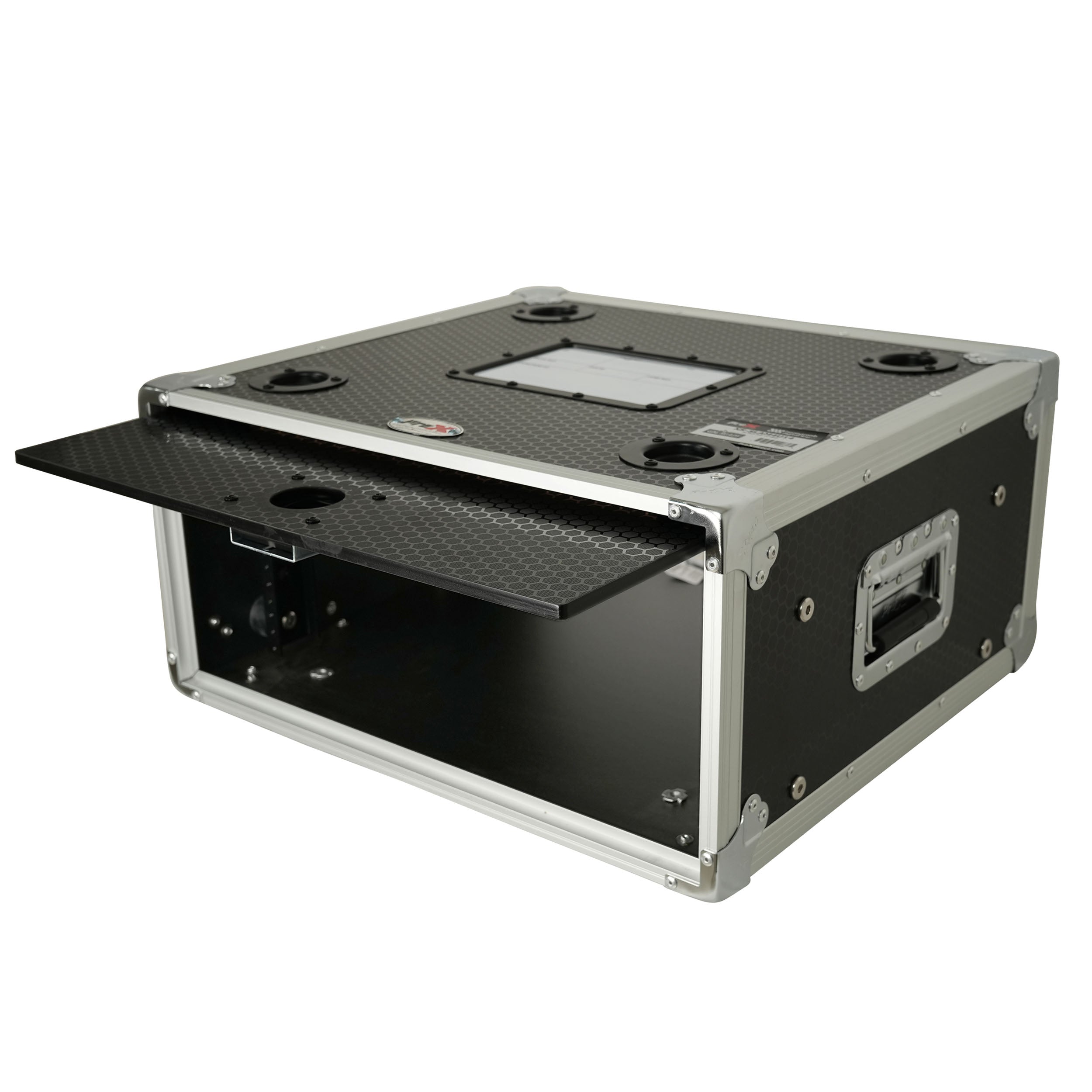 ProX 4U Vertical Shockmount Rack Case 14" Depth with Dual Top Sliding Slam Doors