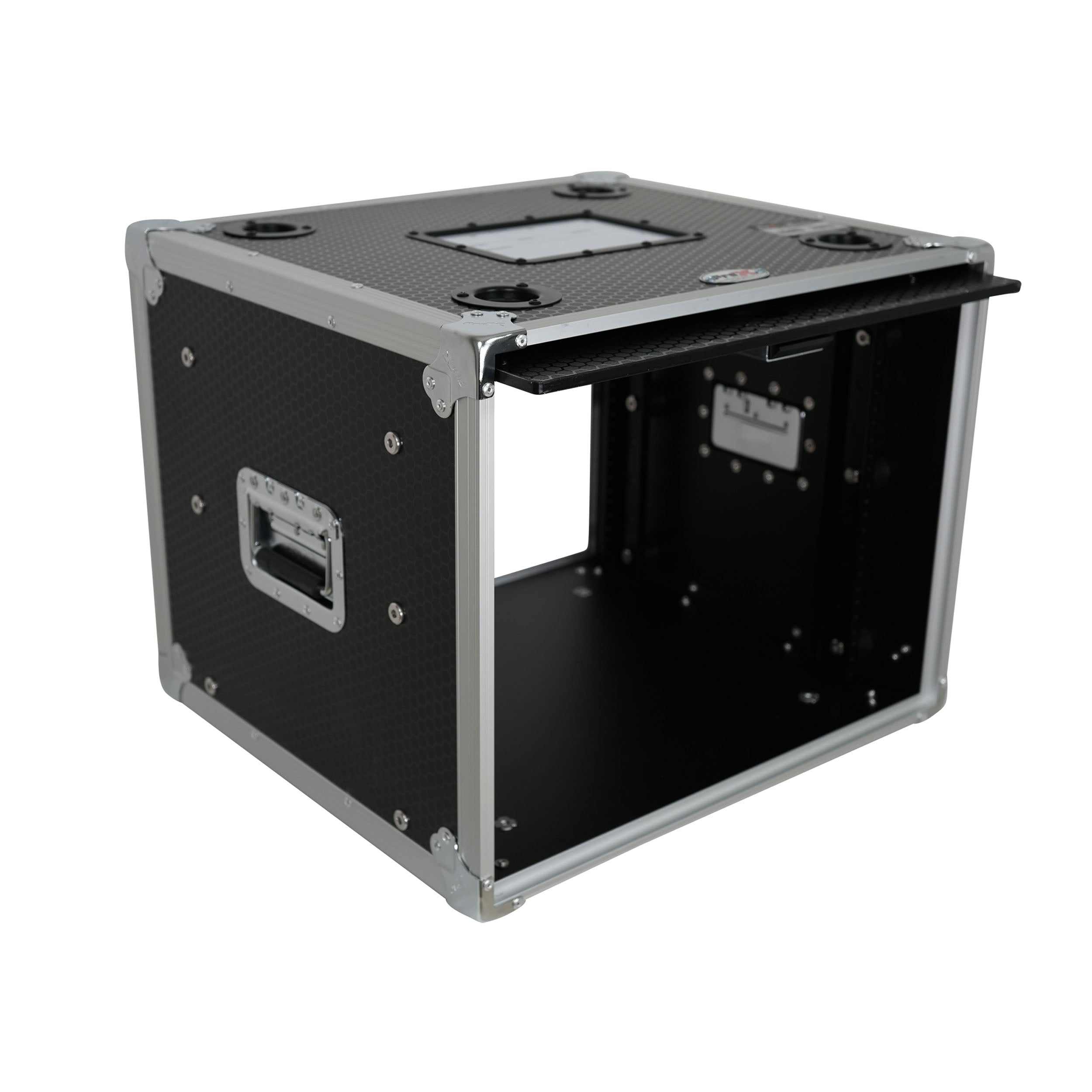 ProX 8U Vertical Shockmount Rack Case 14" Depth with Dual Top Sliding Slam Doors