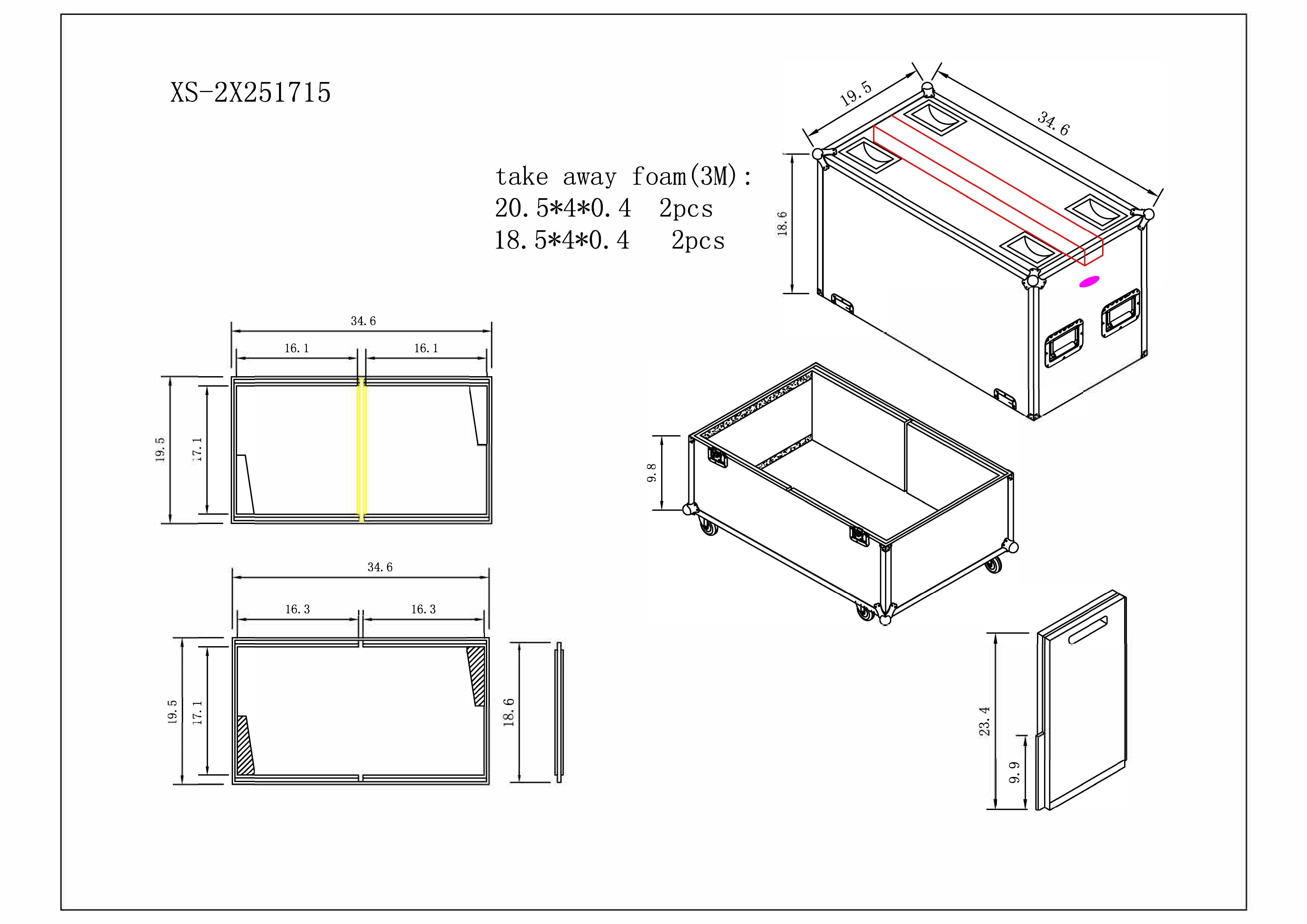 ProX Universal Dual Speaker Flight Case Fits (2) QSC KLA12 LA112 EV ETX12P - 25x17x15 in.