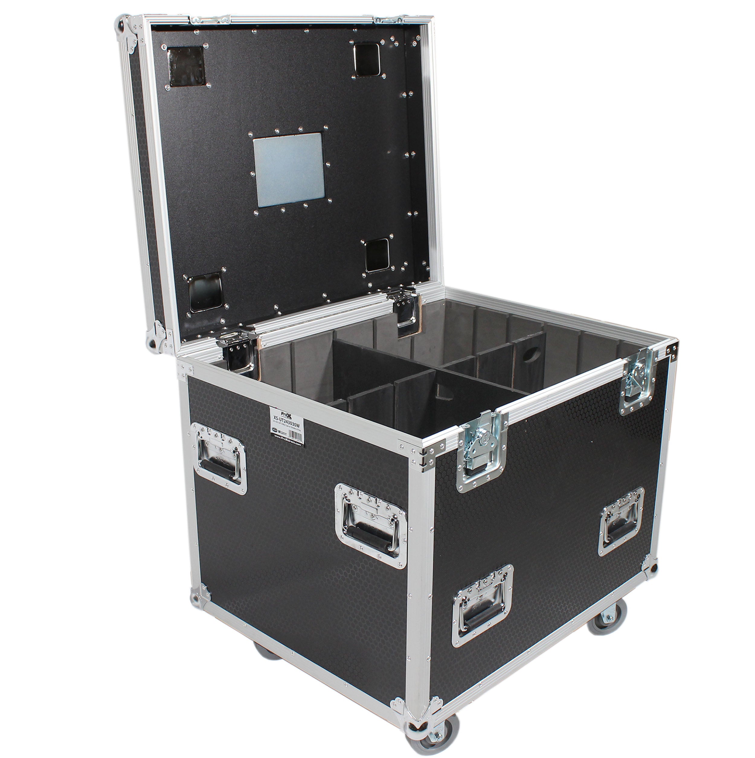 ProX TruckPax Utility ATA Flight Case Truck Storage Road Case with Dividers Tray and 4" in casters – 24"x30"x30" Ext